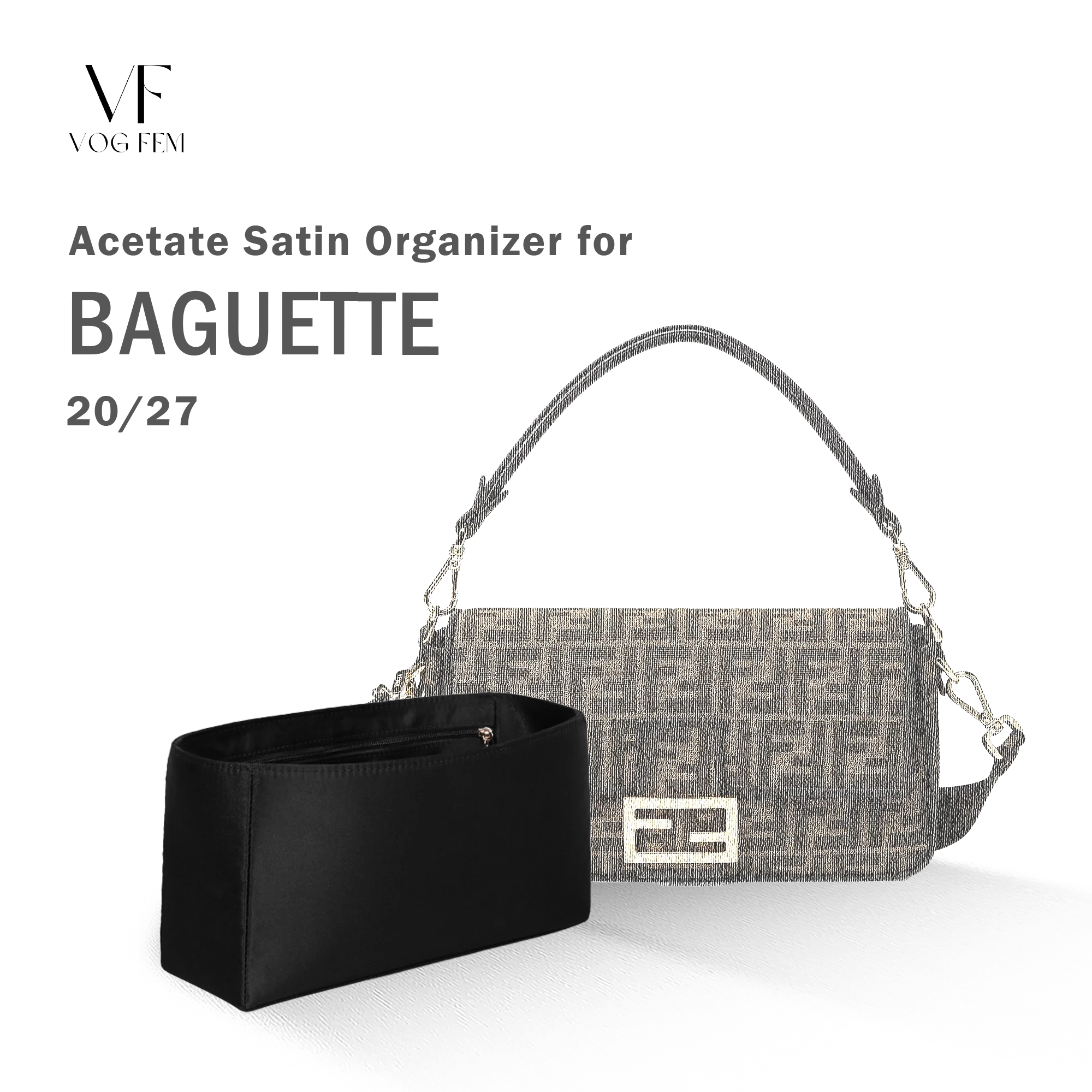 Acetate Satin Organizer for Fendi - Baguette