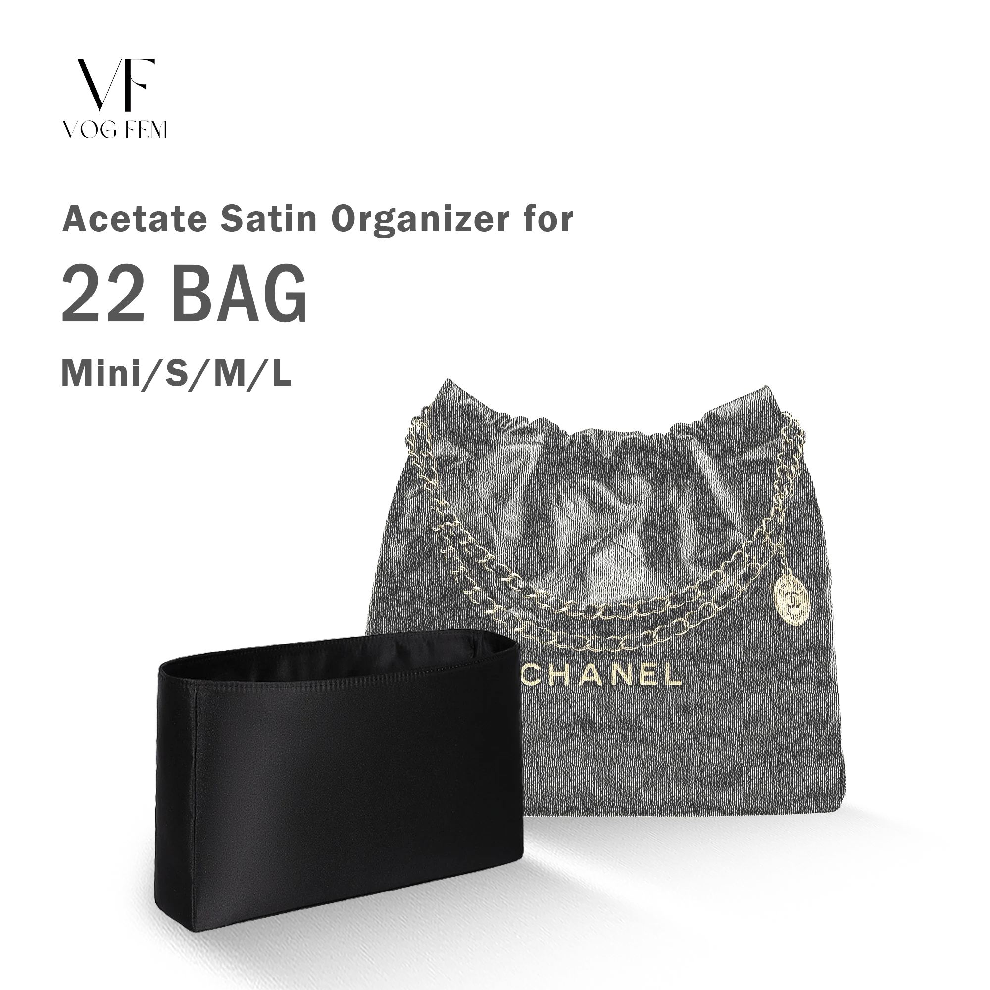 Acetate Satin Organizer for Chanel - 22 Bag