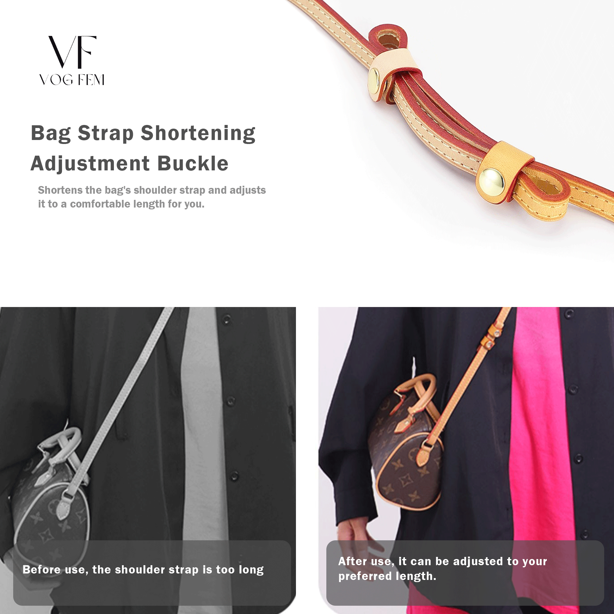 Bag Strap Shortener Adjuster - VVN Leather / PU - VogFem