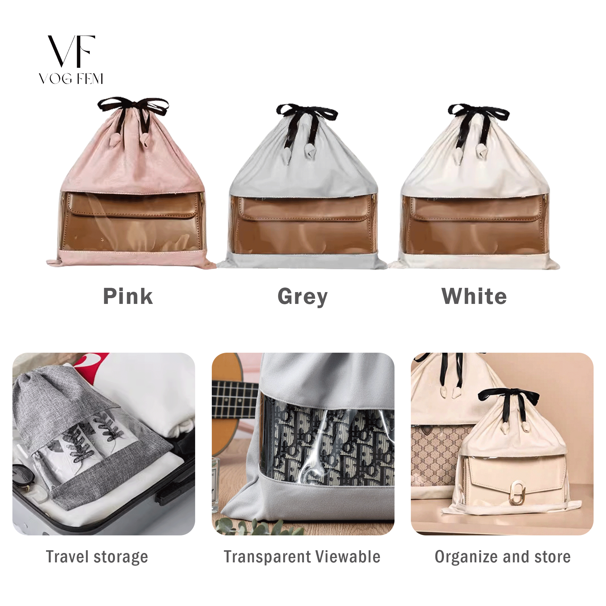 Suede Dust Bag with Transparent Window for Luxury Bag Storage - VogFem
