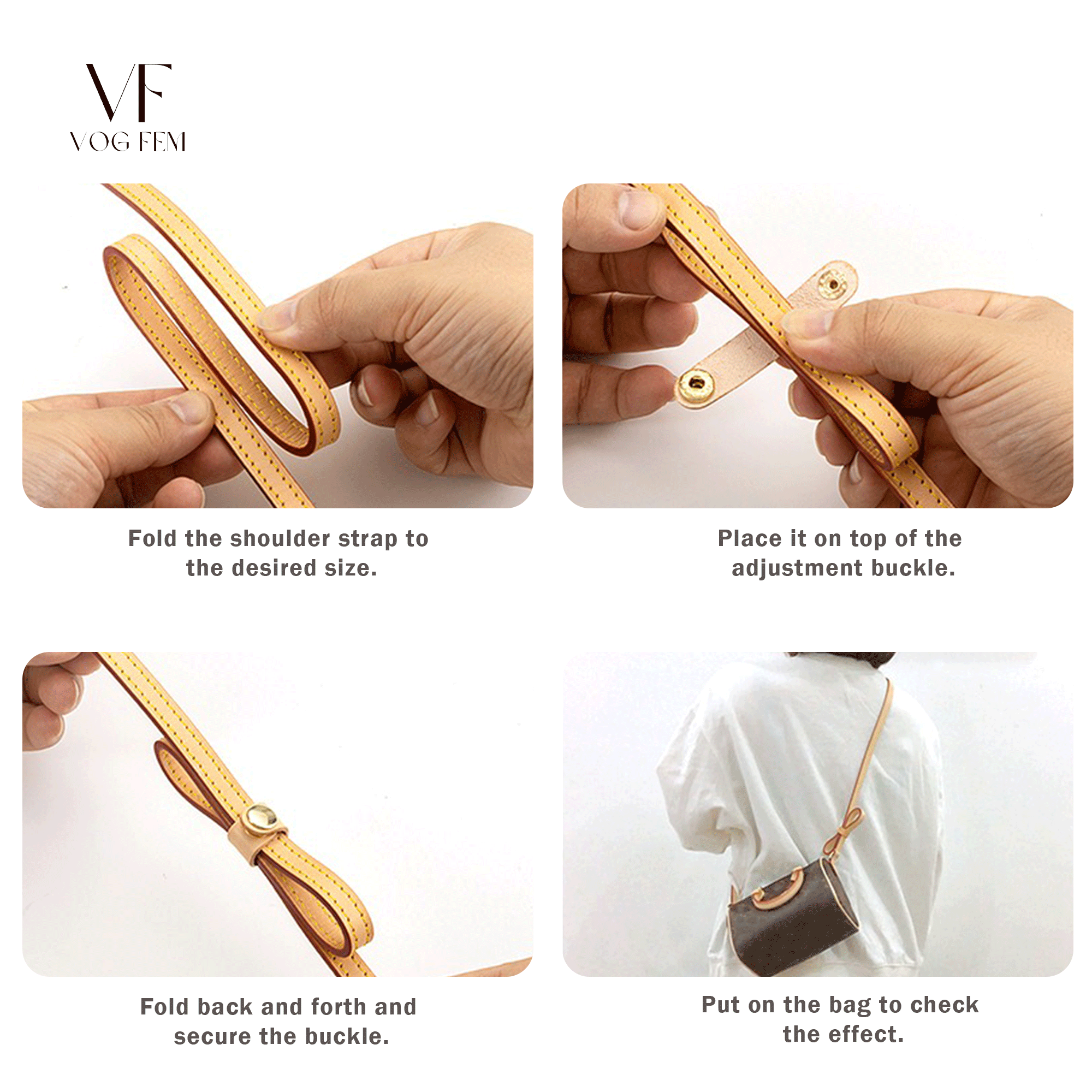 Bag Strap Shortener Adjuster - VVN Leather / PU - VogFem