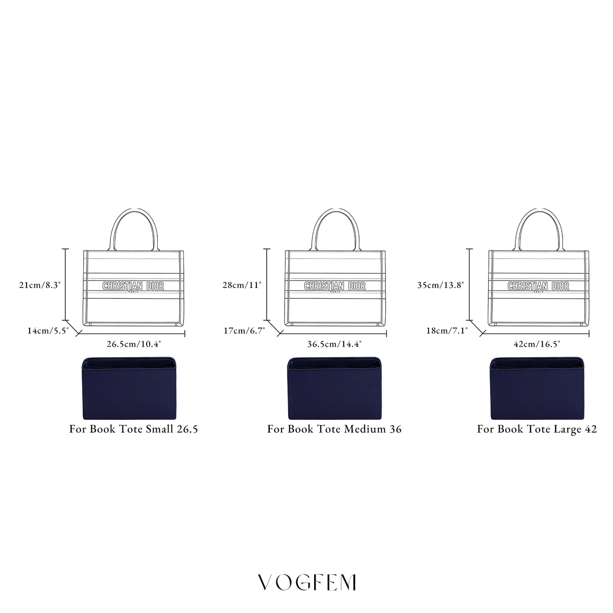Form™ Acetate Satin Organizer for Dior - Book Tote (S/M/L)