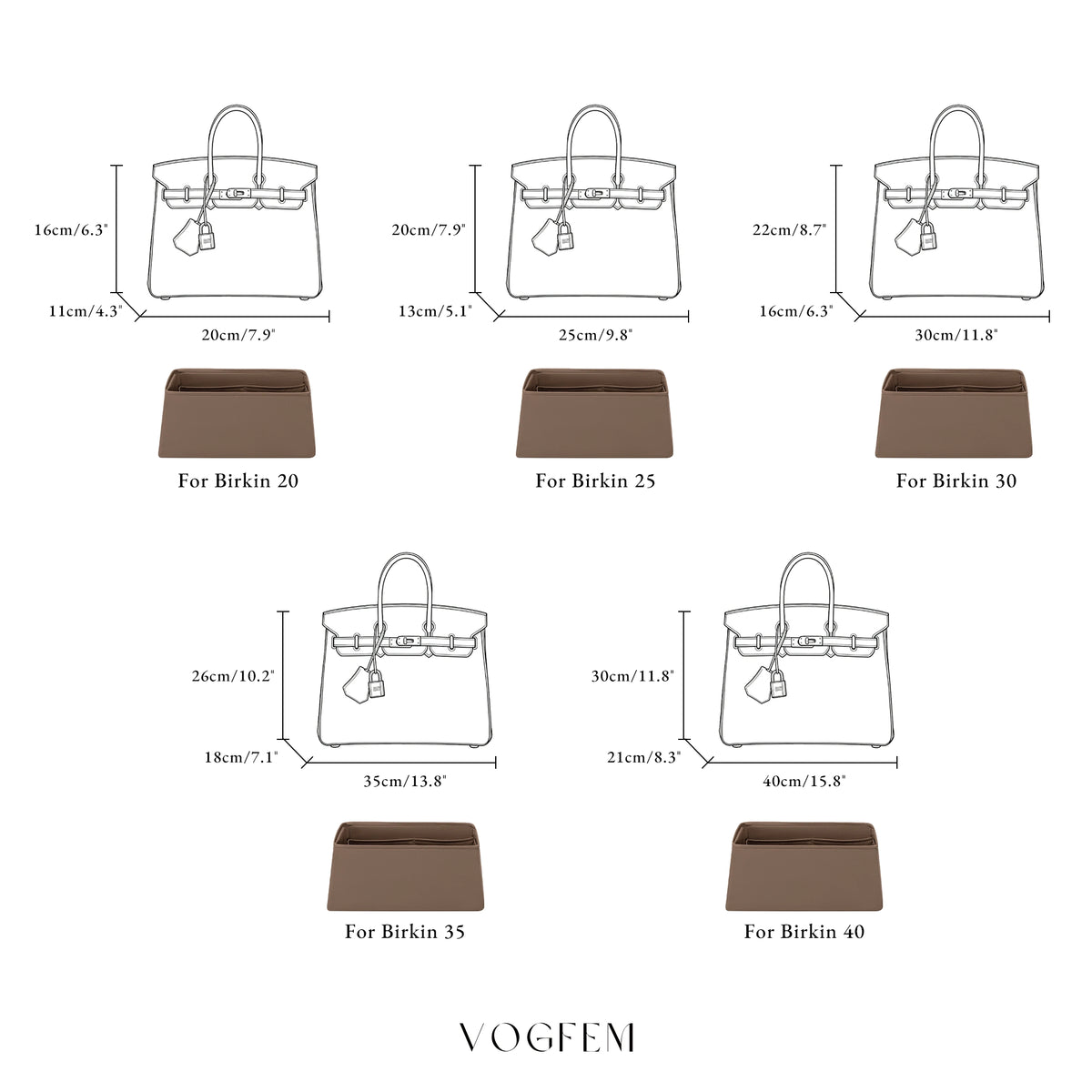 Form™ Acetate Satin Organizer for Hermes - Birkin