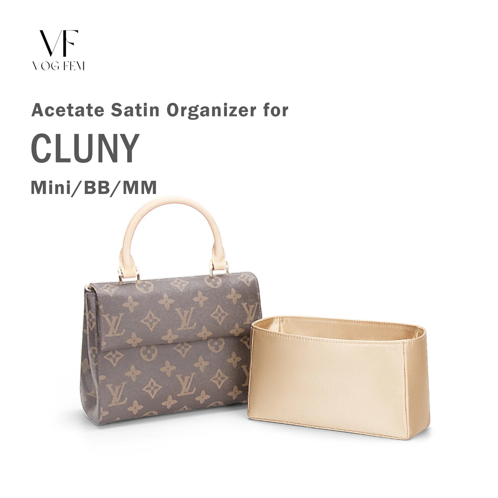Acetate Satin Organizer for LV Cluny