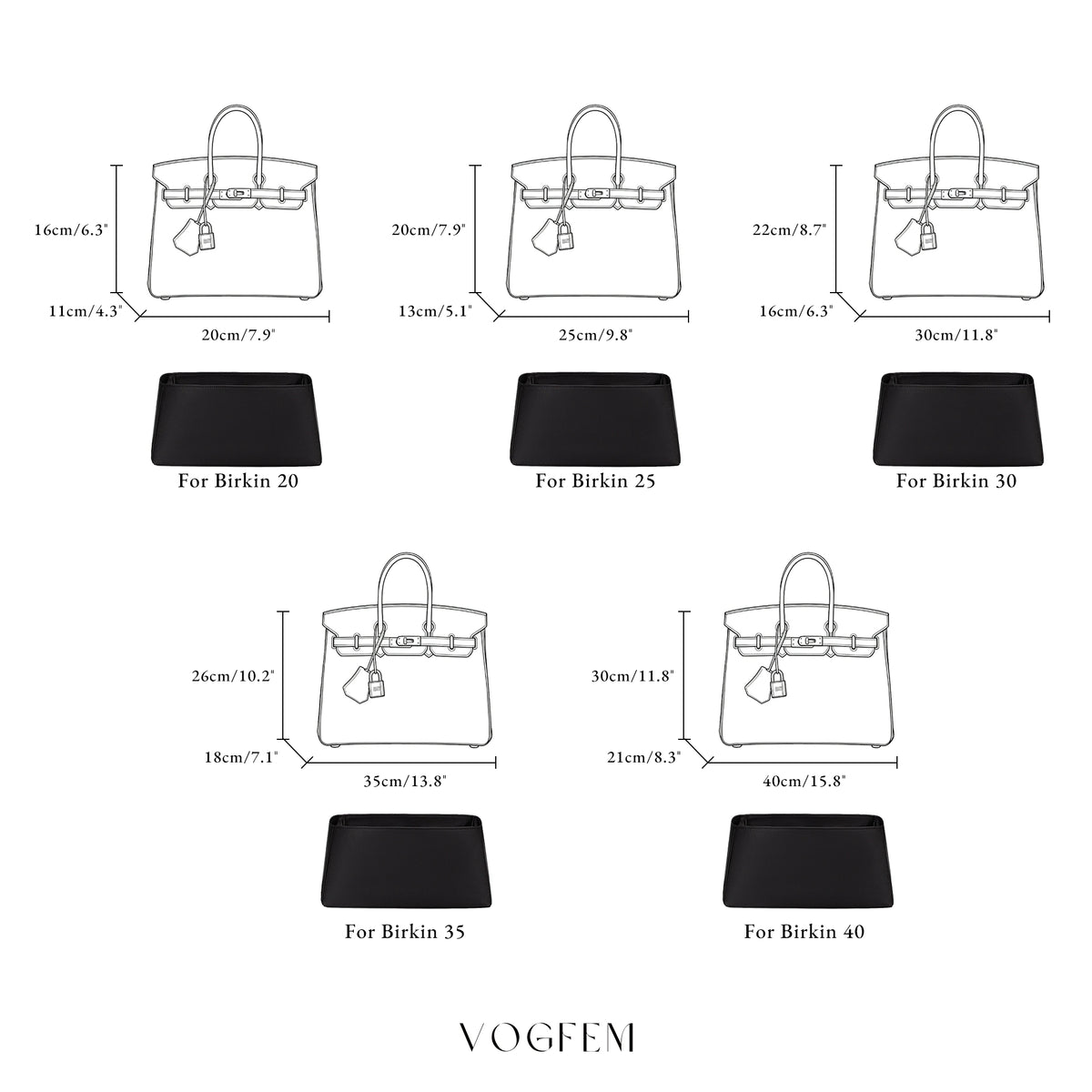 Classic Satin Organizer for Hermes - Birkin