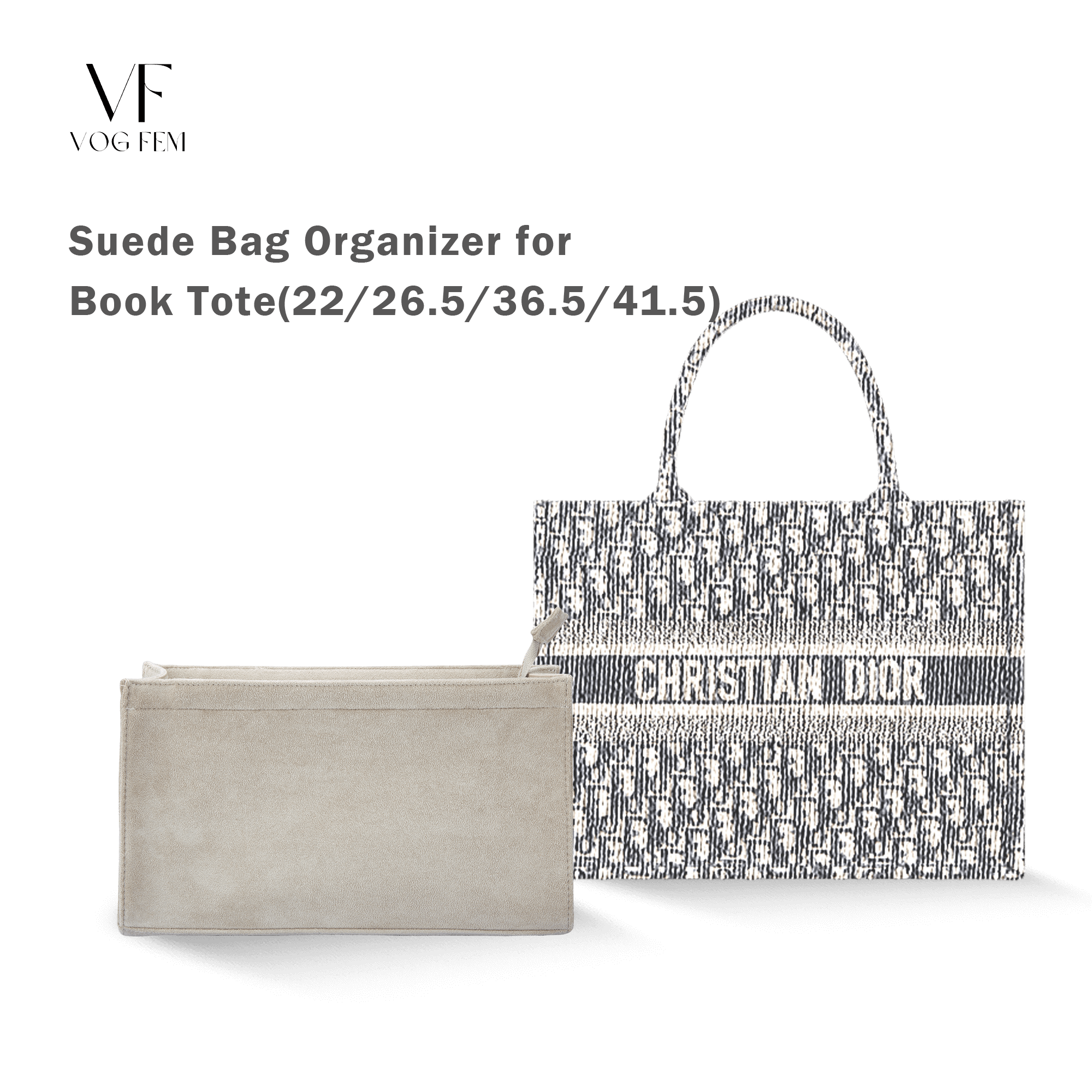 Suede Bag Organizer for Dior - Book Tote - VogFem