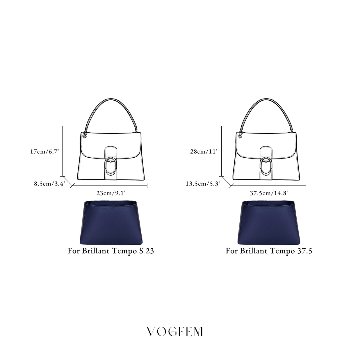 Acetate Satin Organizer for Delvaux Brillant Tempo