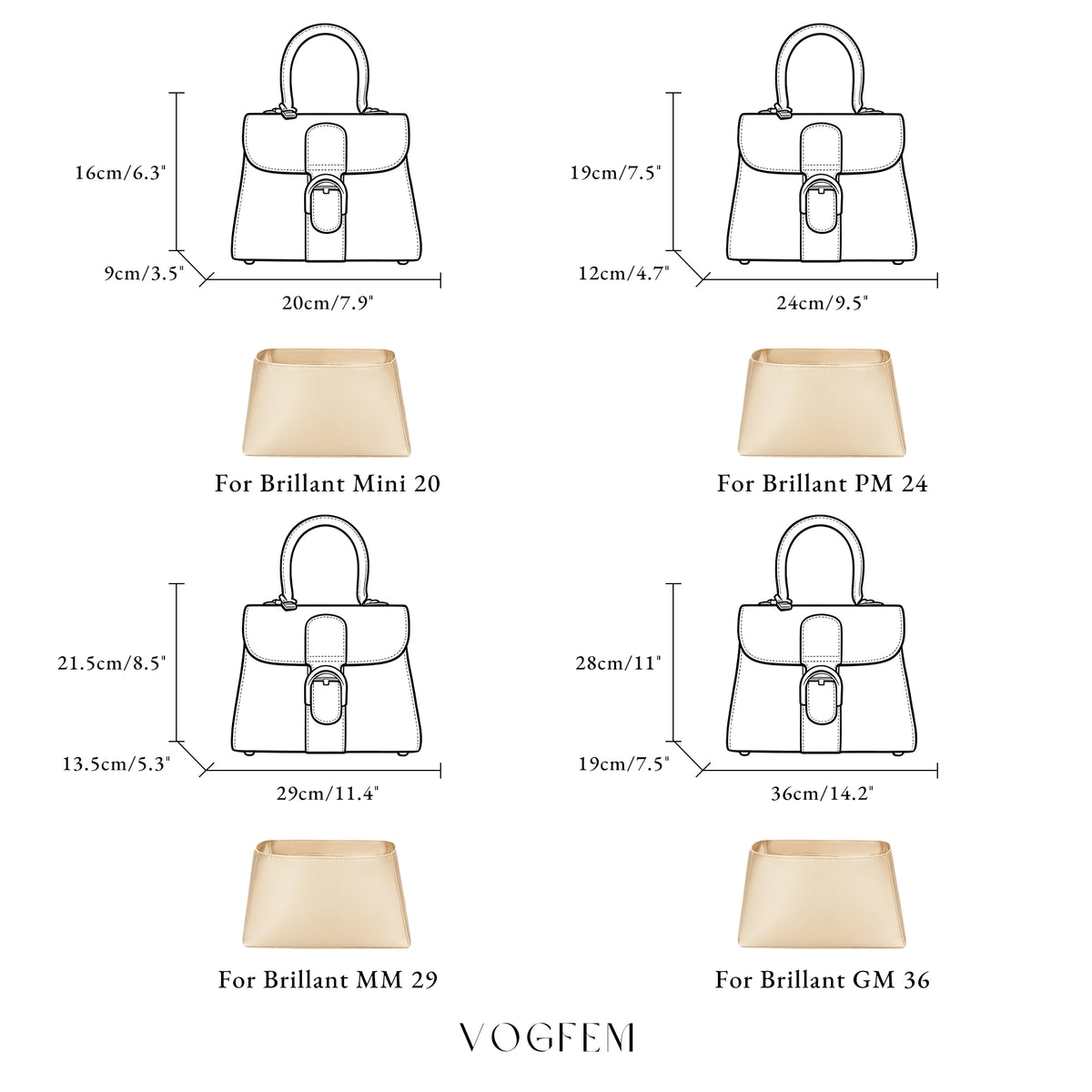 Acetate Satin Organizer for Delvaux Brillant