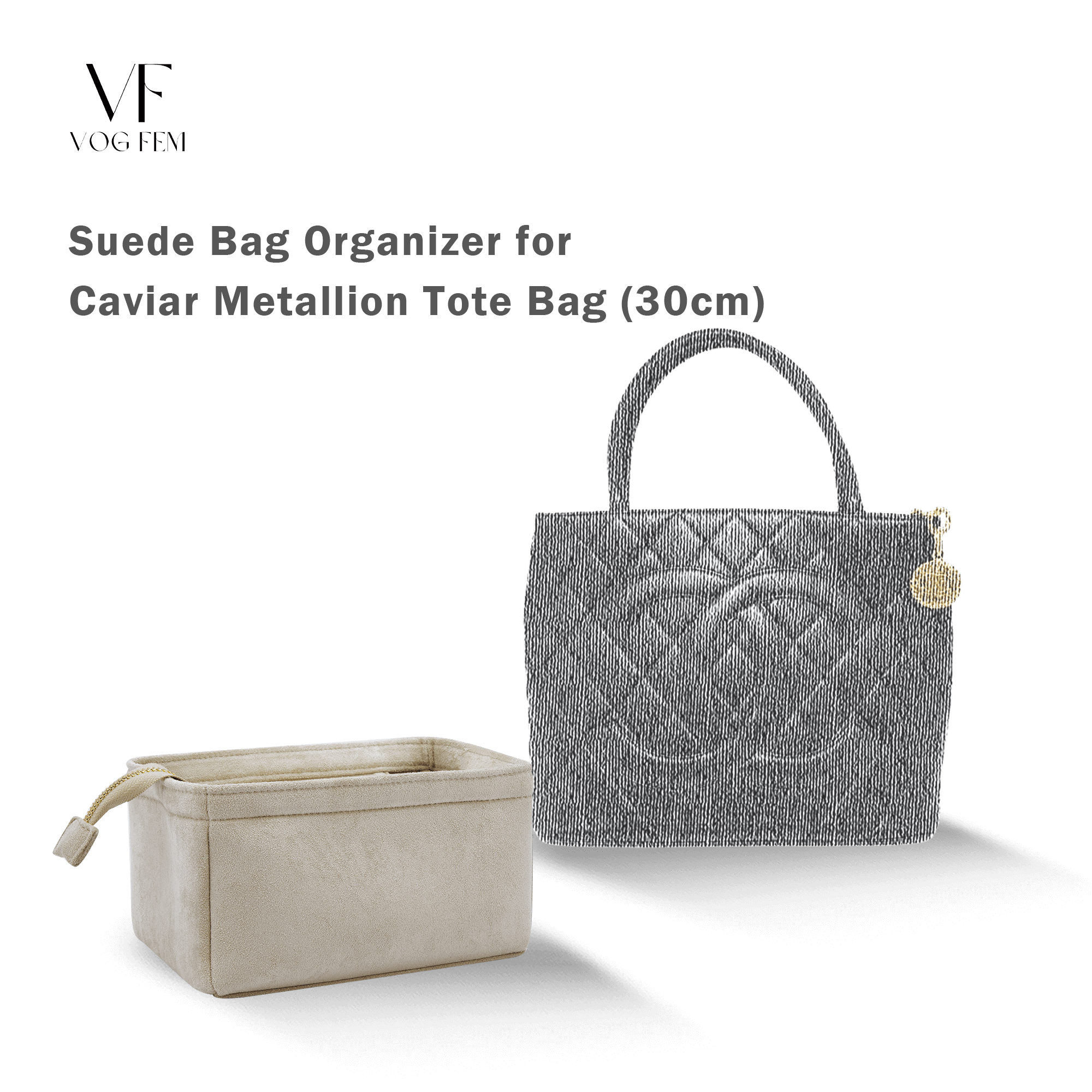 Suede Bag Organizer for Chanel - Caviar Metallion Tote Bag - VogFem