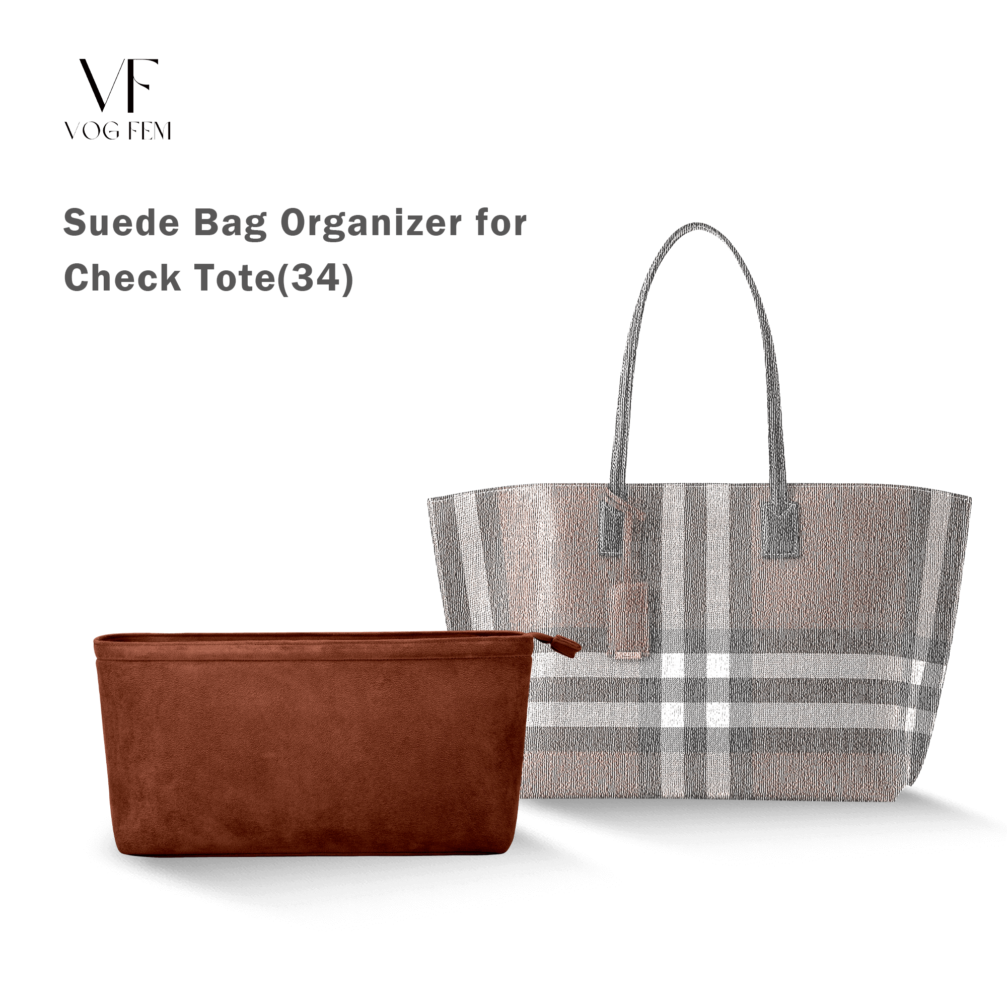 Suede Bag Organizer for Burberry - Medium Check Tote - VogFem