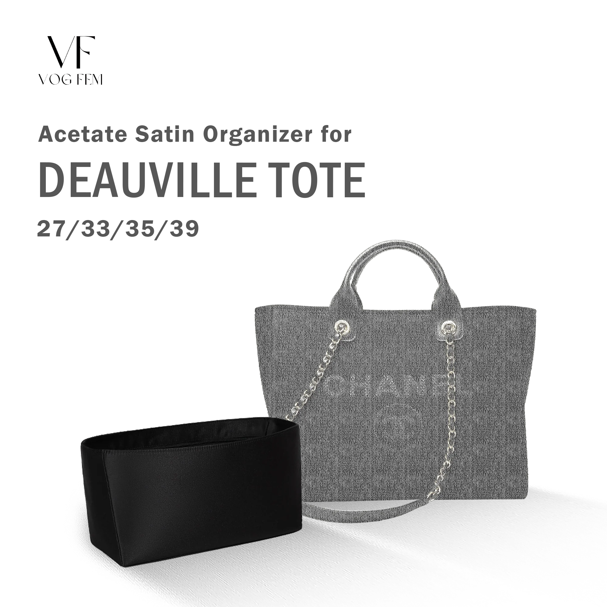 Acetate Satin Organizer for Chanel - Deauville Tote