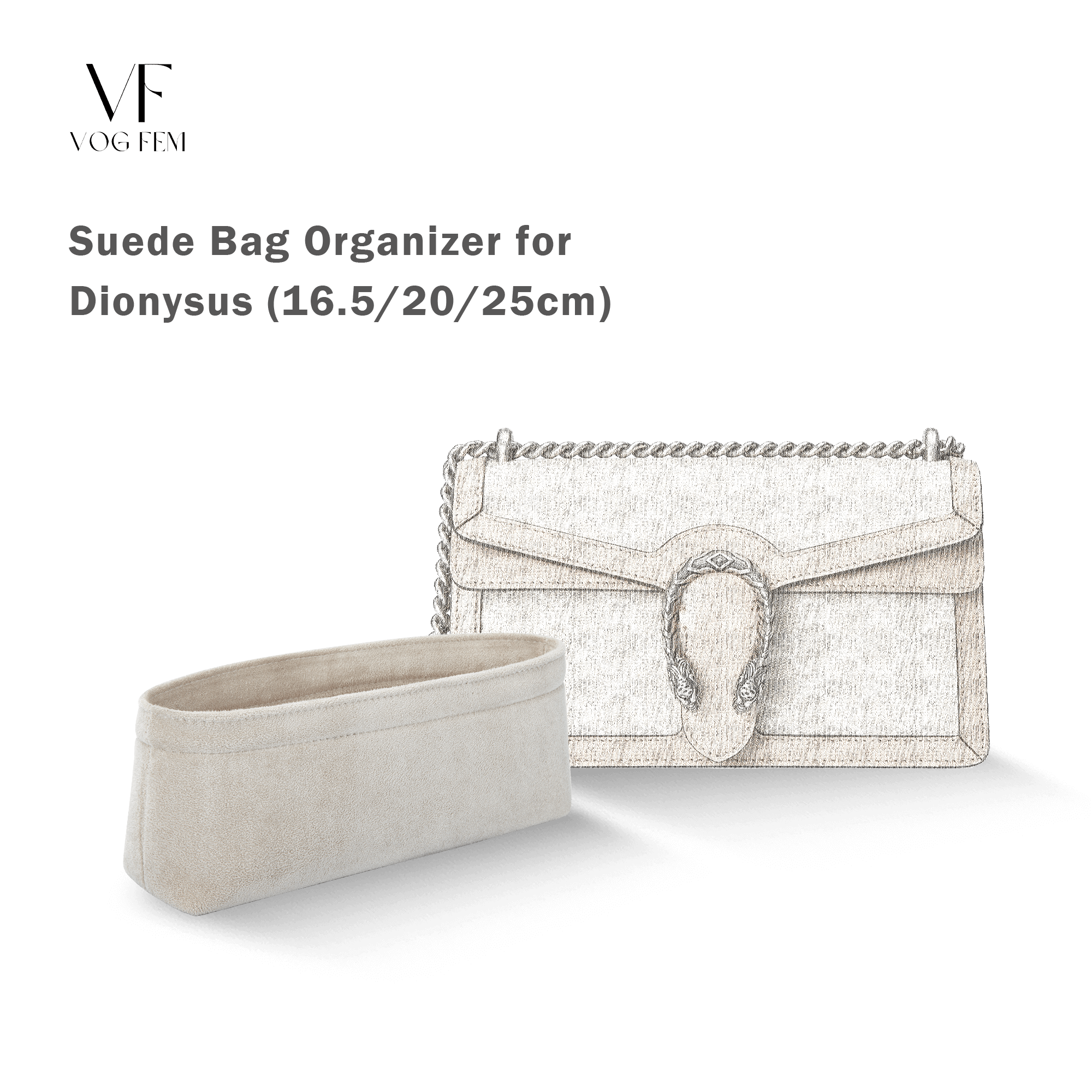 Suede Bag Organizer for GUCCI - Dionysus Shoulder Bag - VogFem