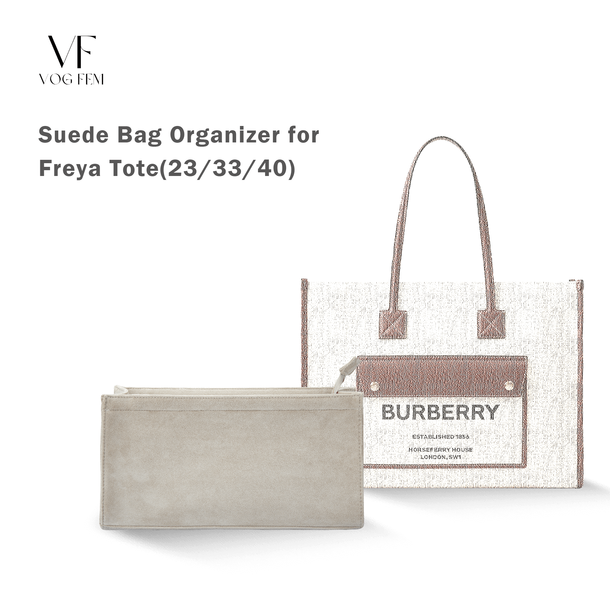 Suede Bag Organizer for Burberry - Freya Tote - VogFem