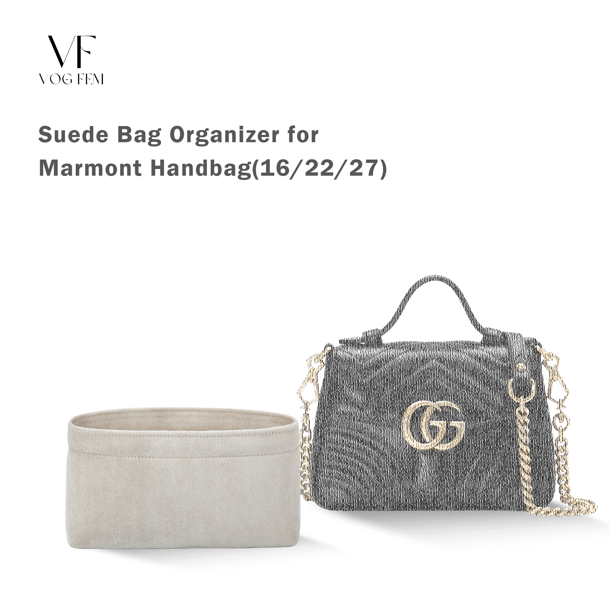 Suede Bag Organizer for Gucci - GG Marmont Handbag - VogFem