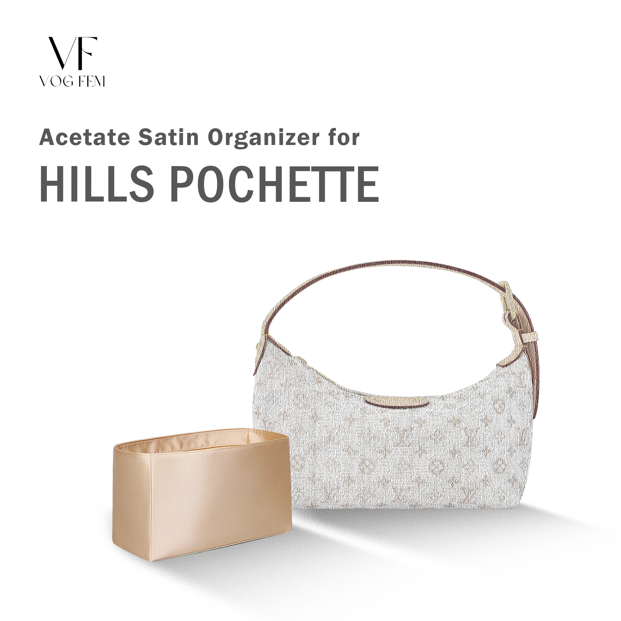 Acetate Satin Organizer for LV - Hills Pochette