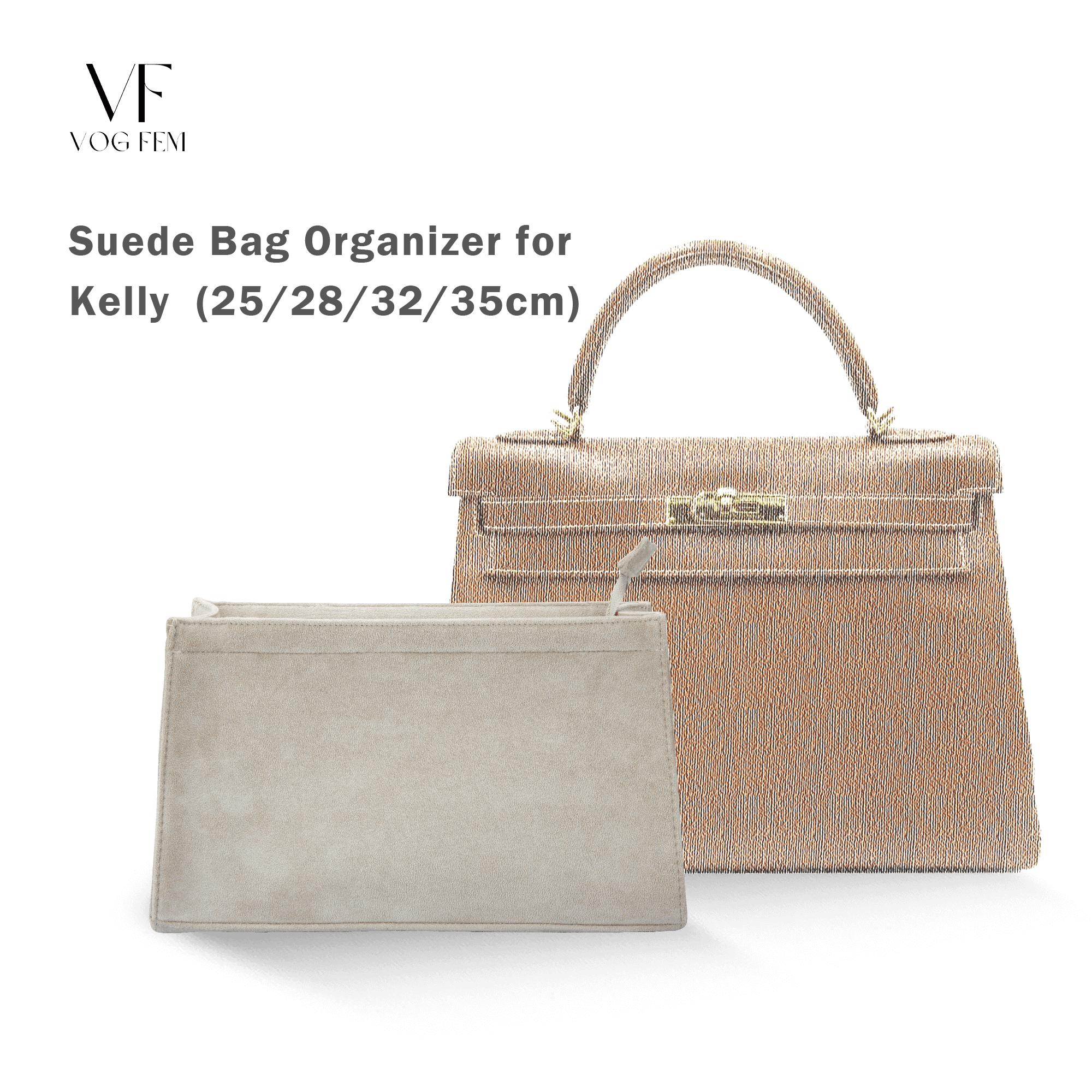 Suede Bag Organizer for HERMES - Kelly - VogFem