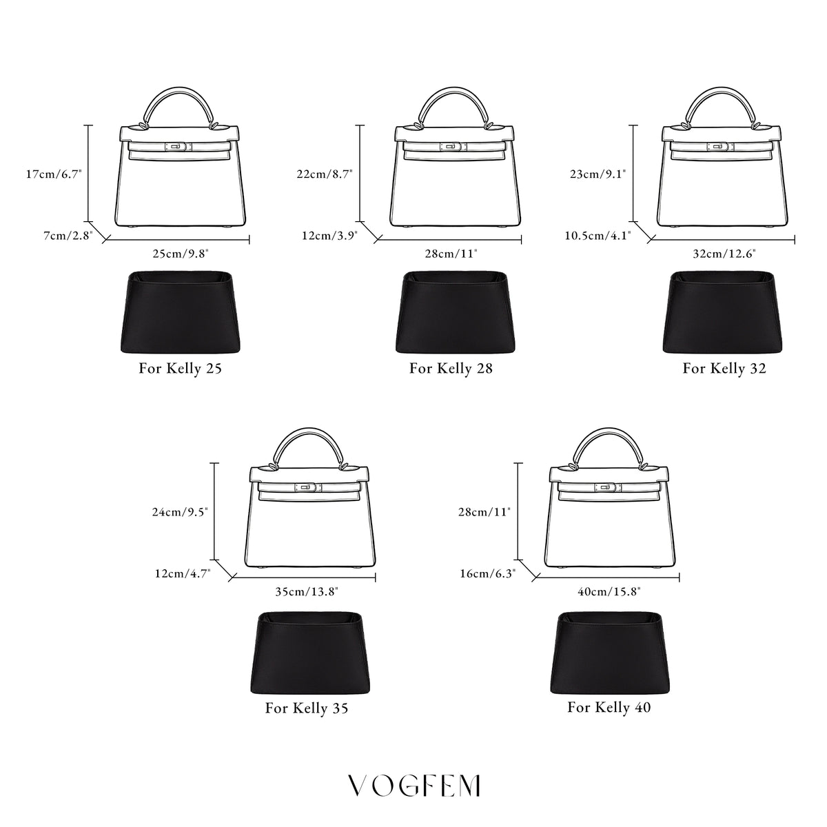Acetate Satin Organizer for Hermes - Kelly Retourné
