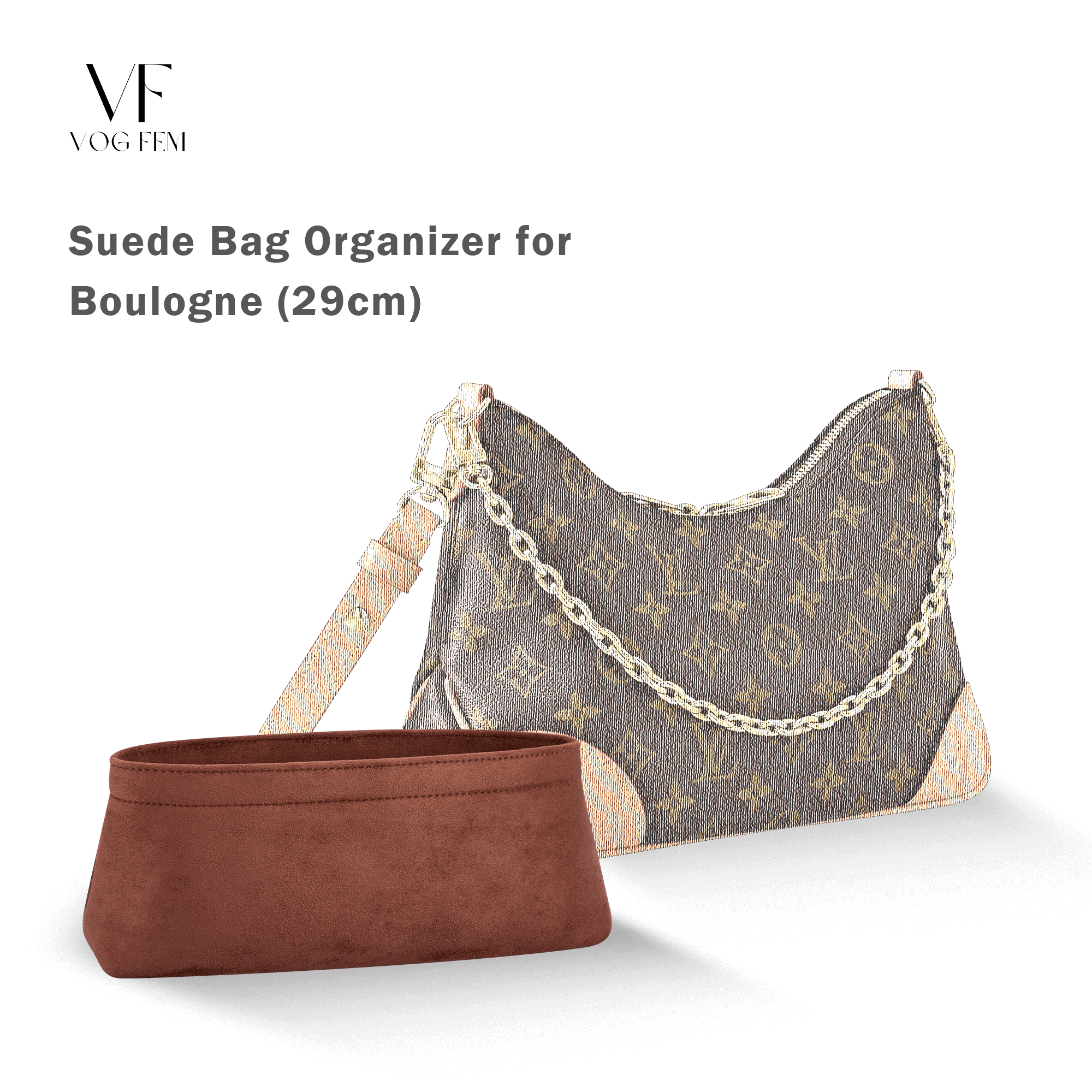 Suede Bag Organizer for LV - Boulogne - VogFem