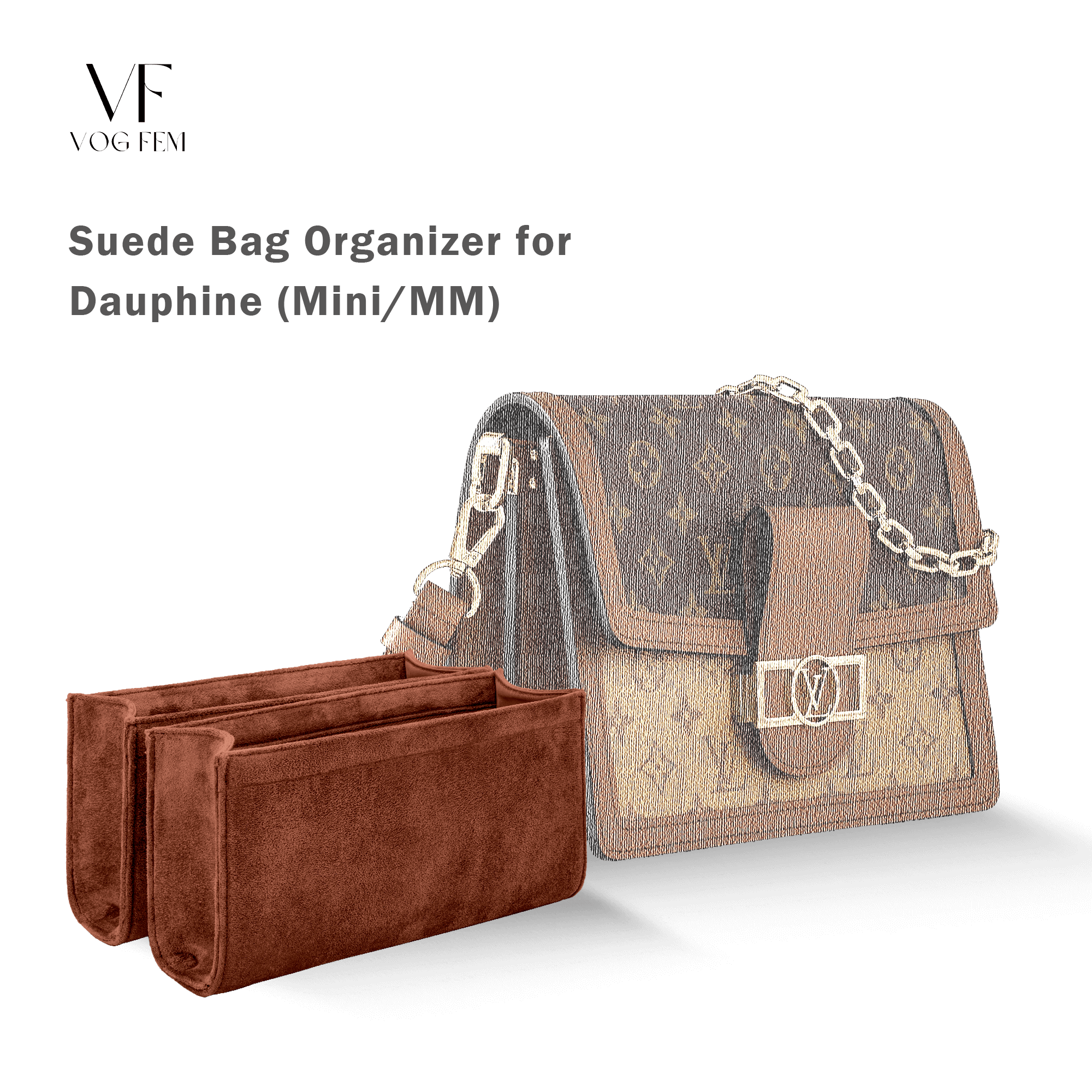 Suede Bag Organizer for LV - Dauphine - VogFem