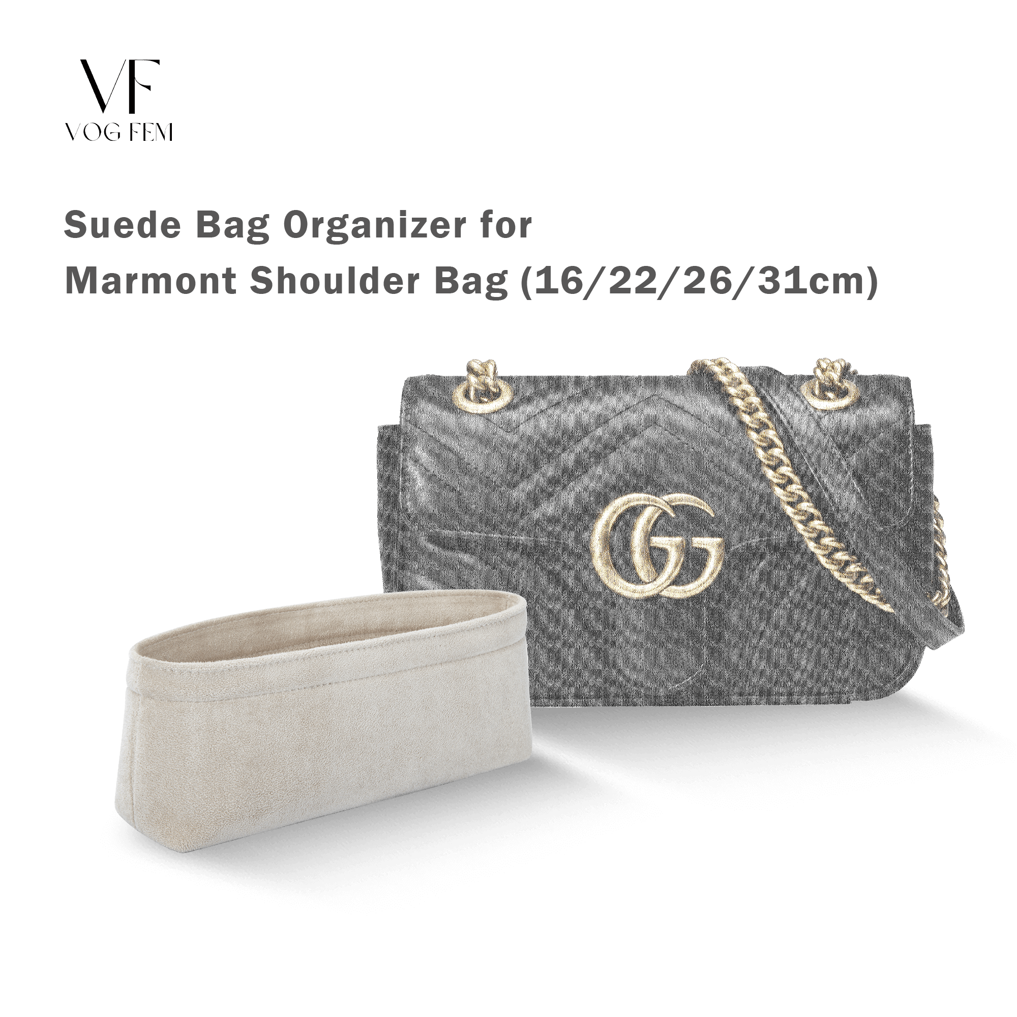 Suede Bag Organizer for Gucci - GG Marmont Shoulder Bag - VogFem
