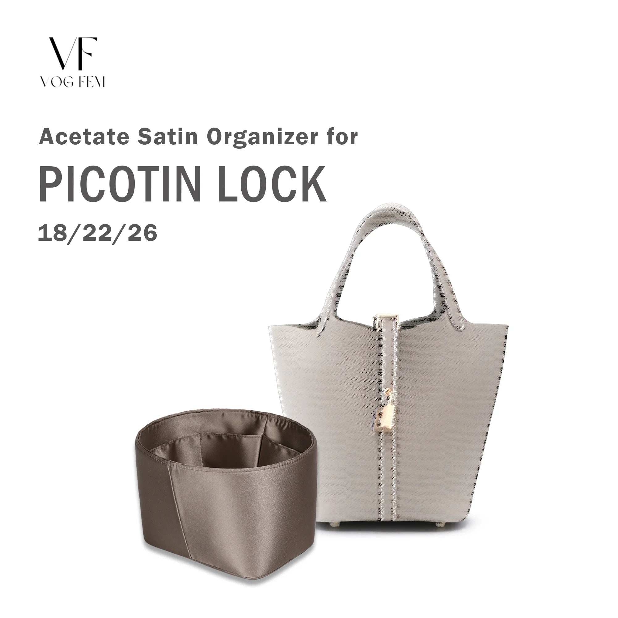 Acetate Satin Organizer for Hermes - Picotin Lock
