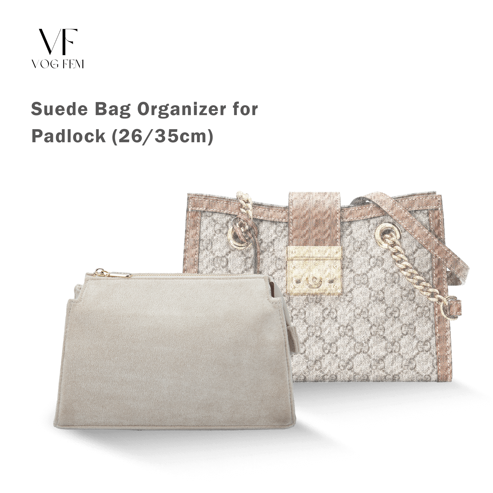 Suede Bag Organizer for Gucci - PadLock - VogFem