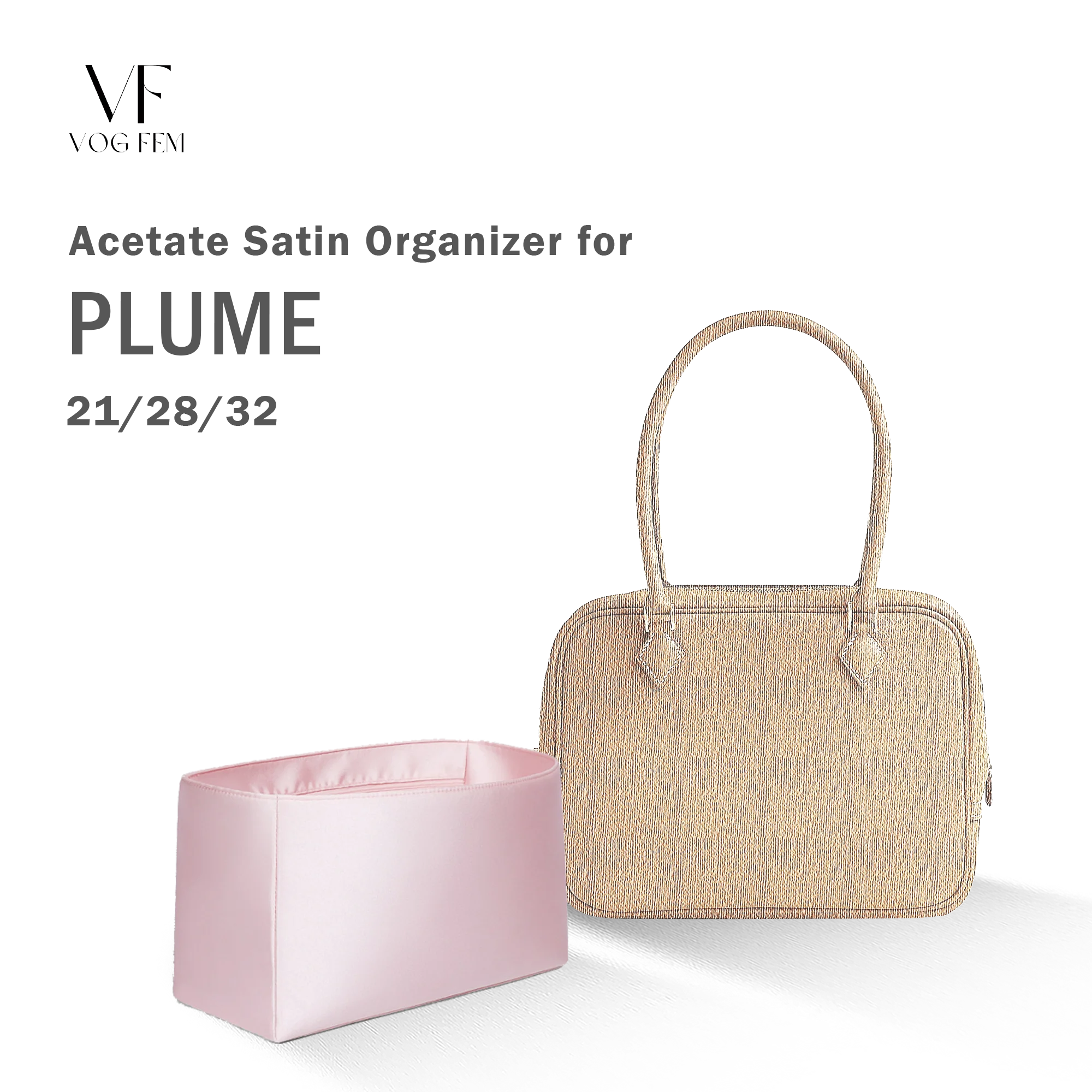 Acetate Satin Organizer for Hermes - Plume
