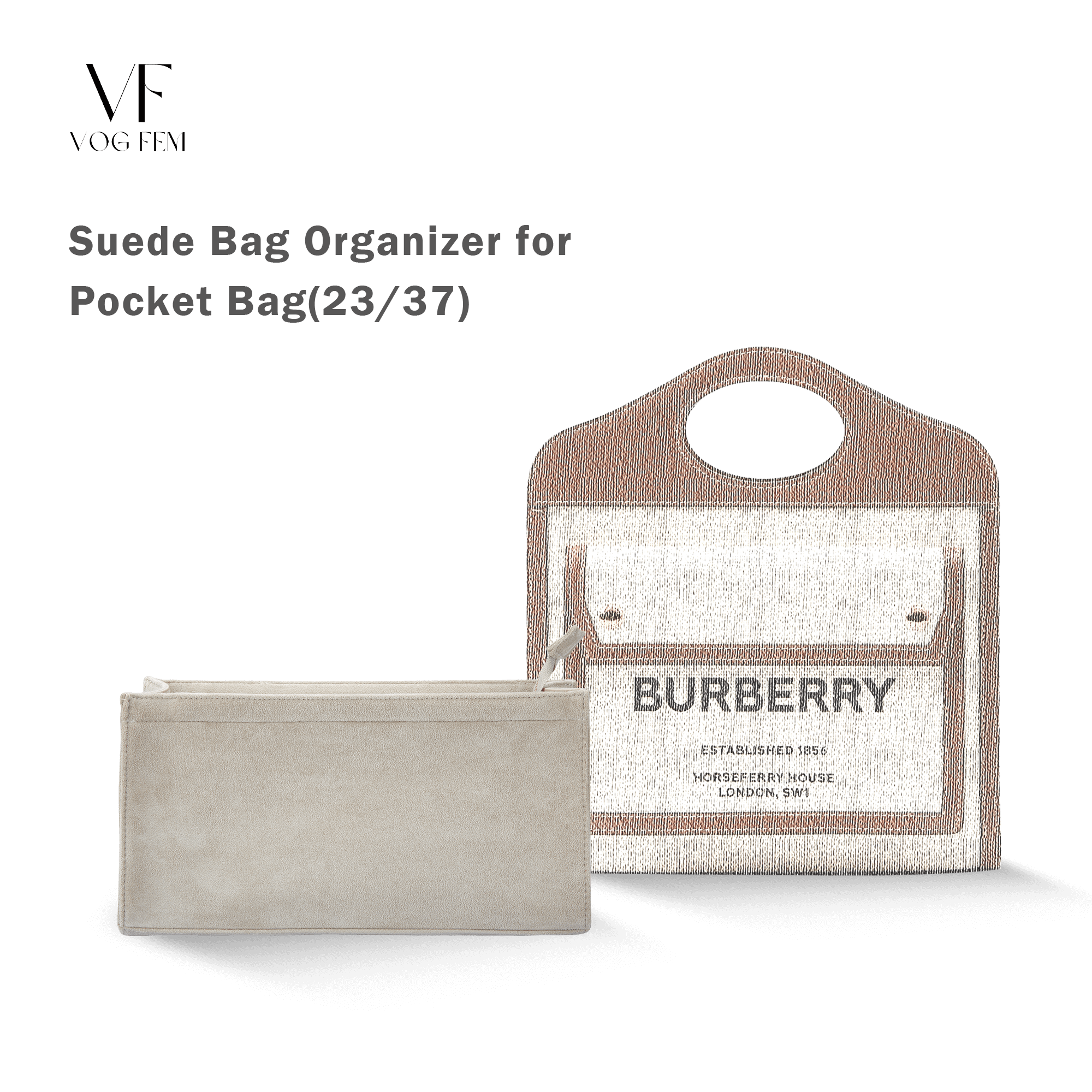 Suede Bag Organizer for Burberry - Pocket Bag - VogFem