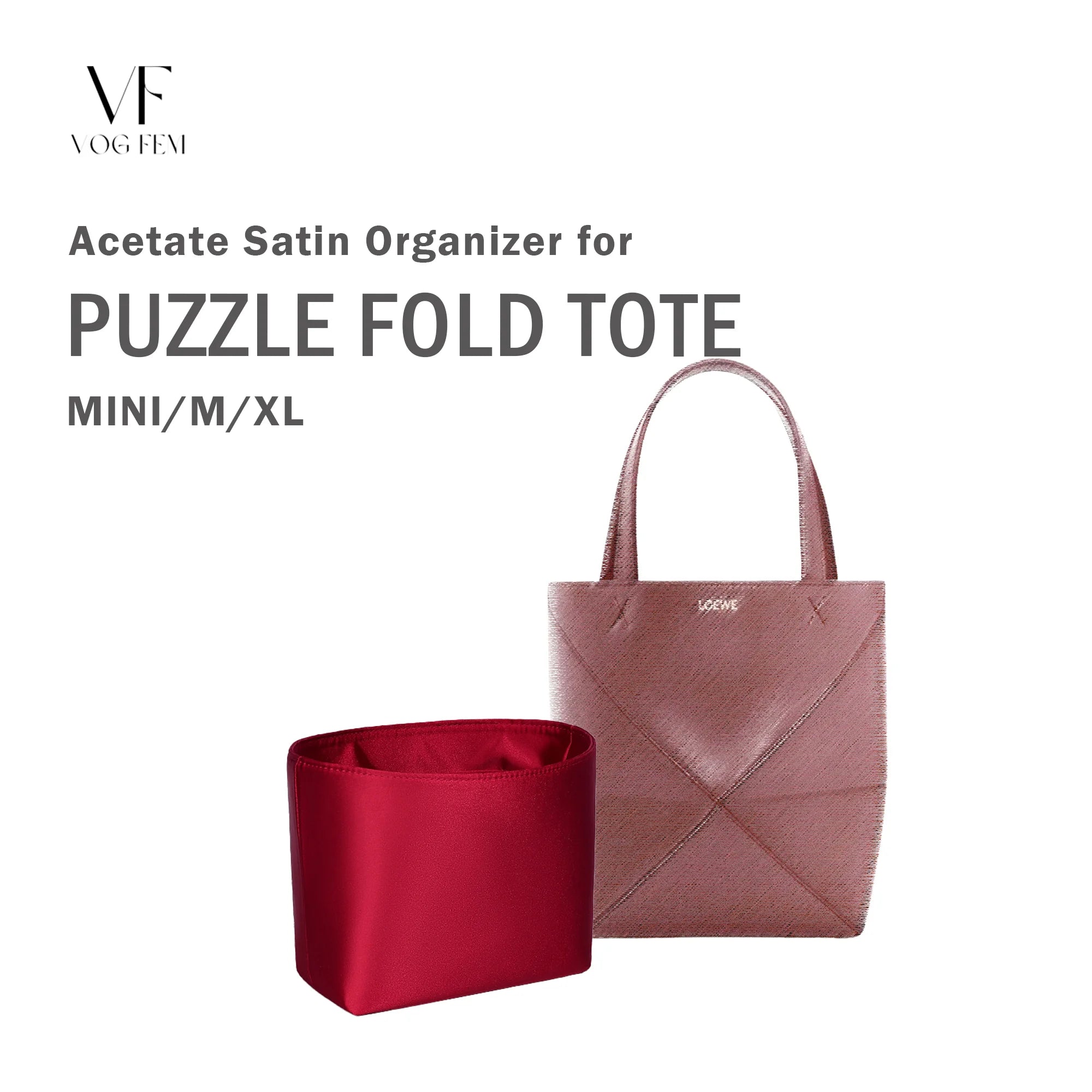 Acetate Satin Organizer for Loewe Puzzle Fold Tote