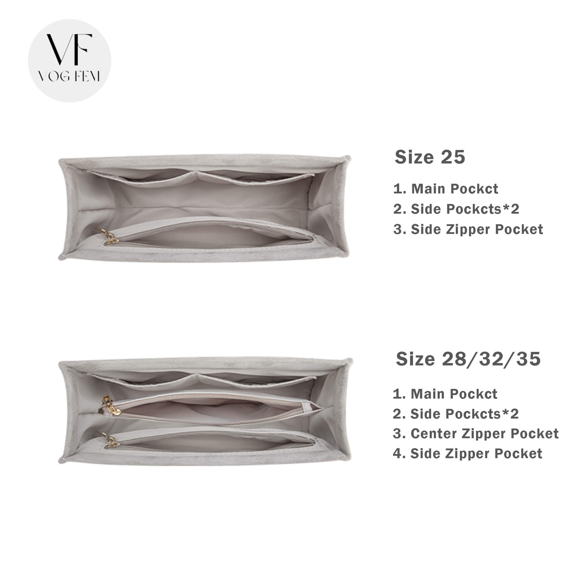 Suede Bag Organizer for HERMES - Kelly - VogFem