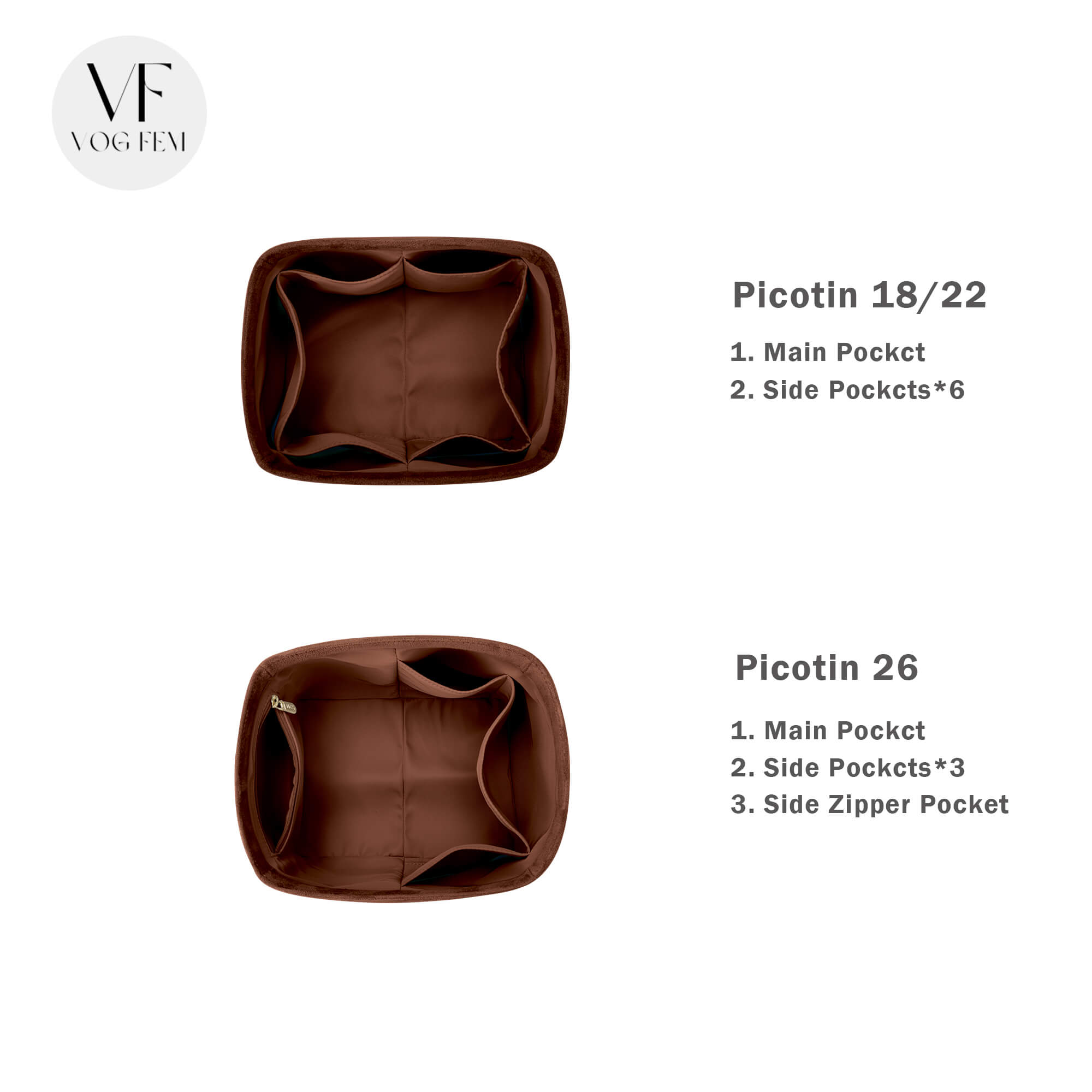 Suede Bag Organizer for HERMES - Picotin Lock - VogFem