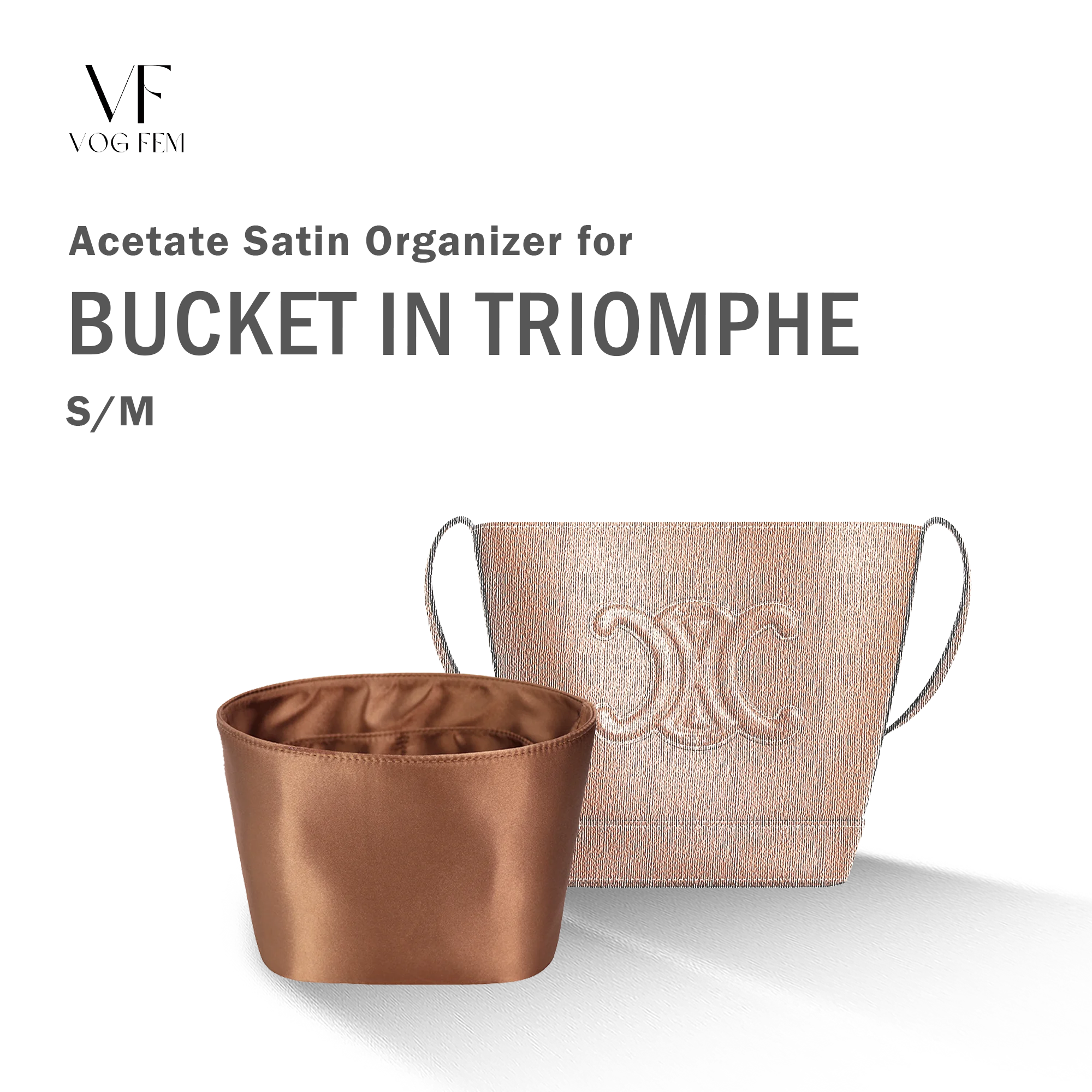 Acetate Satin Organizer for Celine - Bucket in Triomphe