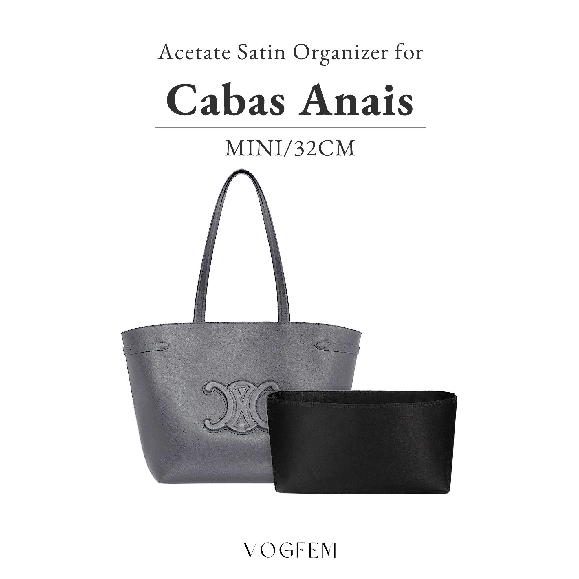 Acetate Satin Organizer for Celine - Cabas Anais