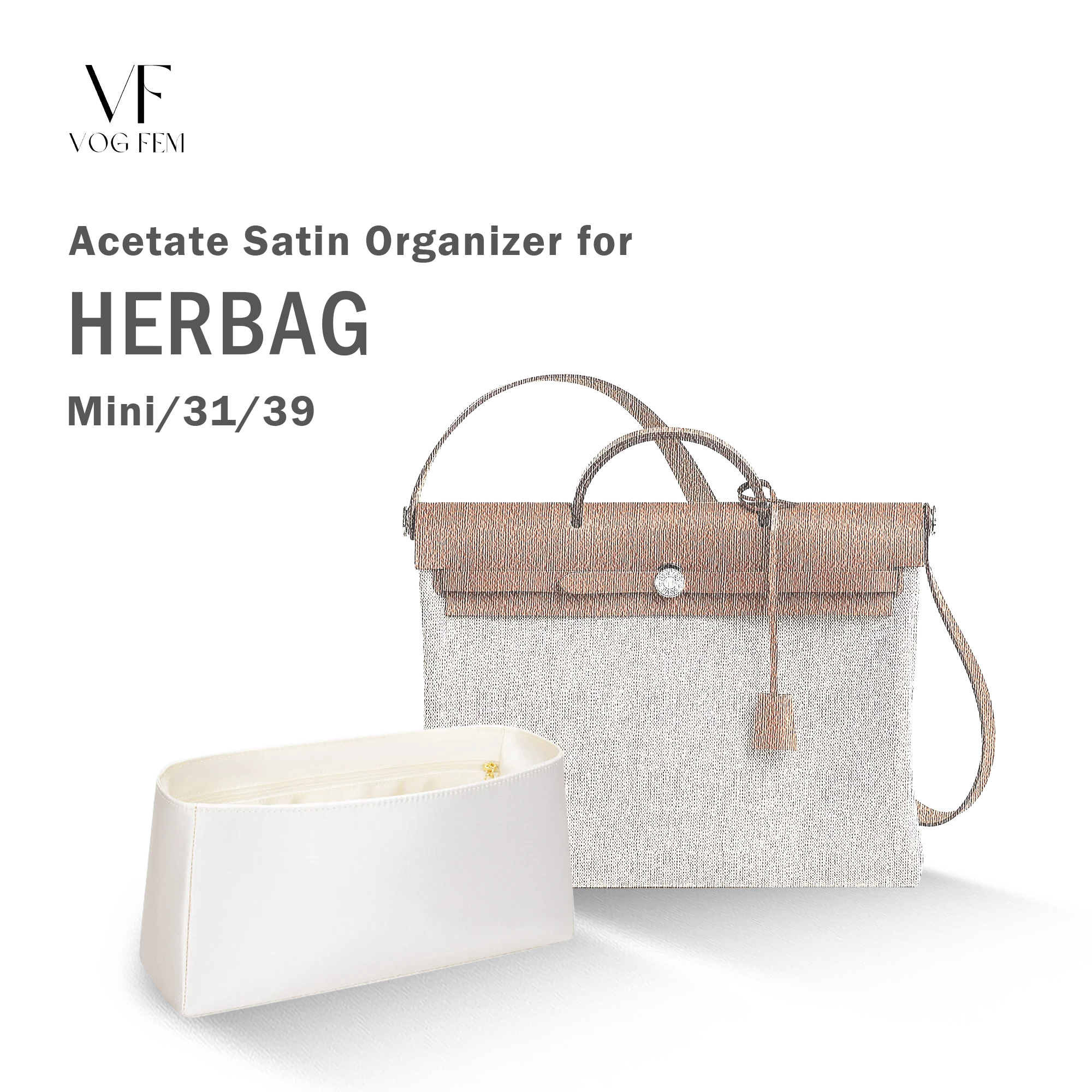 Acetate Satin Organizer for Hermes - Herbag