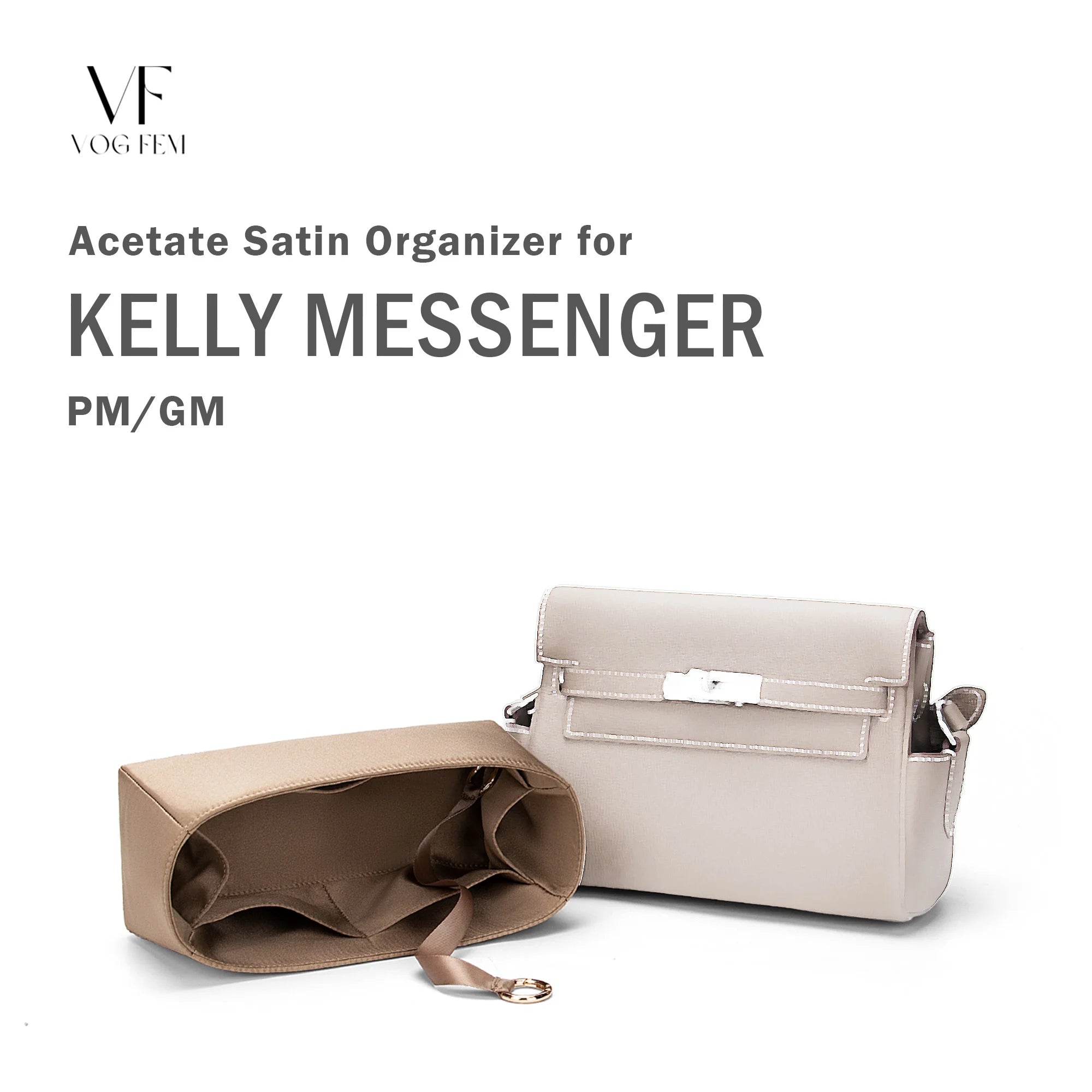 Acetate Satin Organizer for Hermes Kelly Messenger