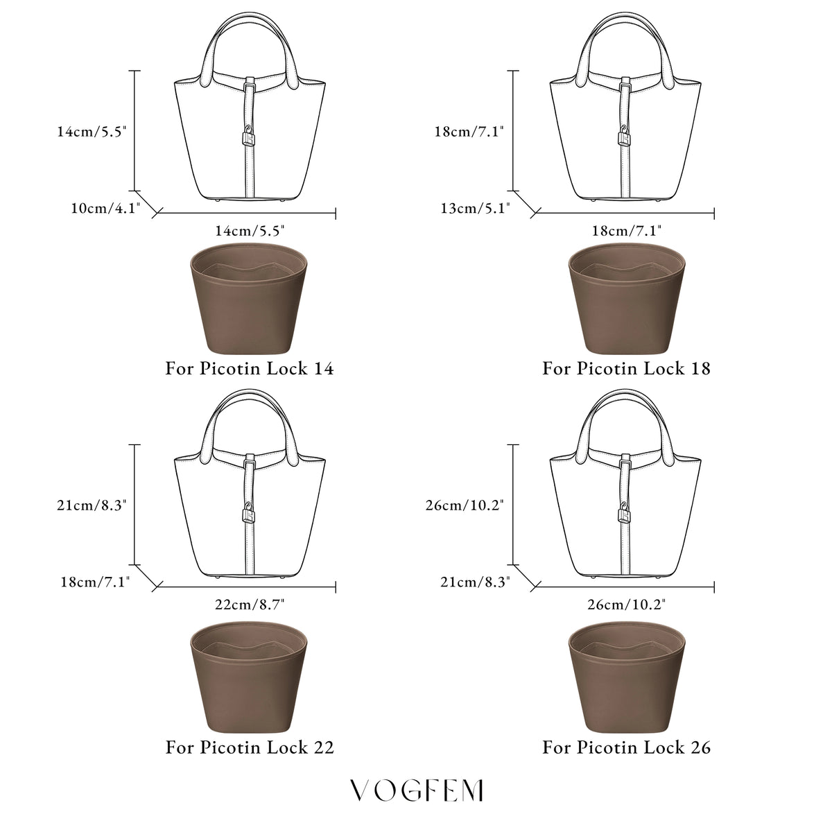 Form™ Acetate Satin Organizer for Hermes - Picotin Lock