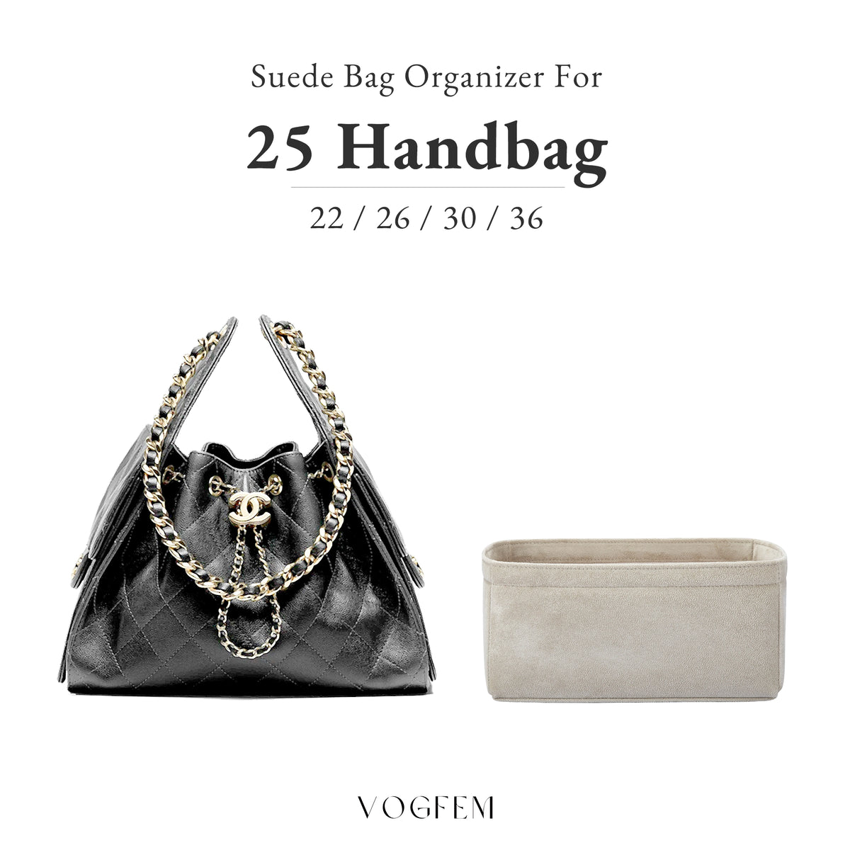 Suede Bag Organizer for Chanel - 25 Handbag