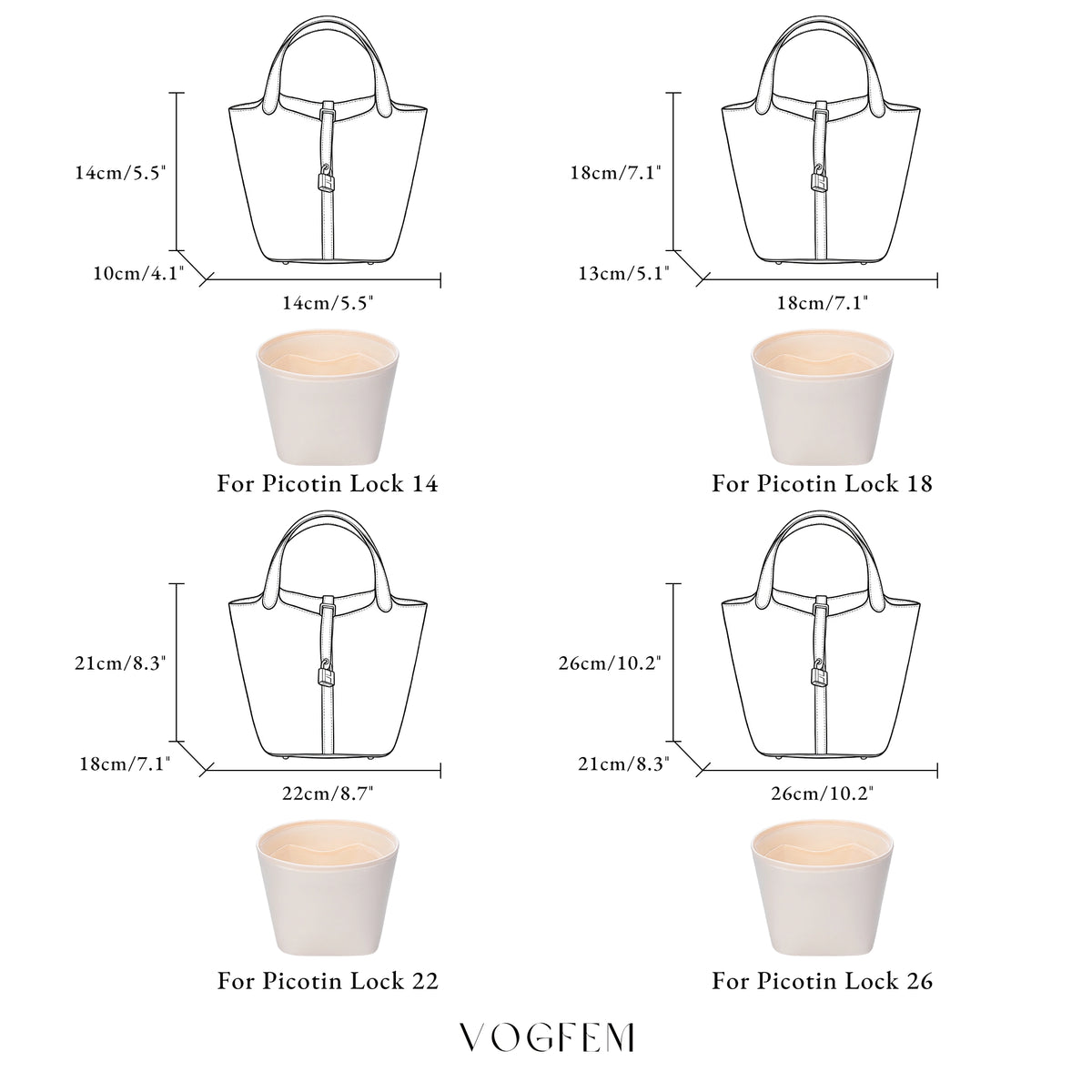 Form™ Satin Organizer for Hermes - Picotin Lock