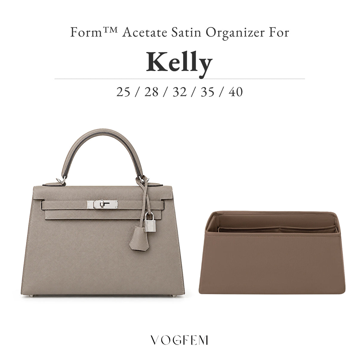 Form™ Acetate Satin Organizer for Hermes - Kelly Sellier