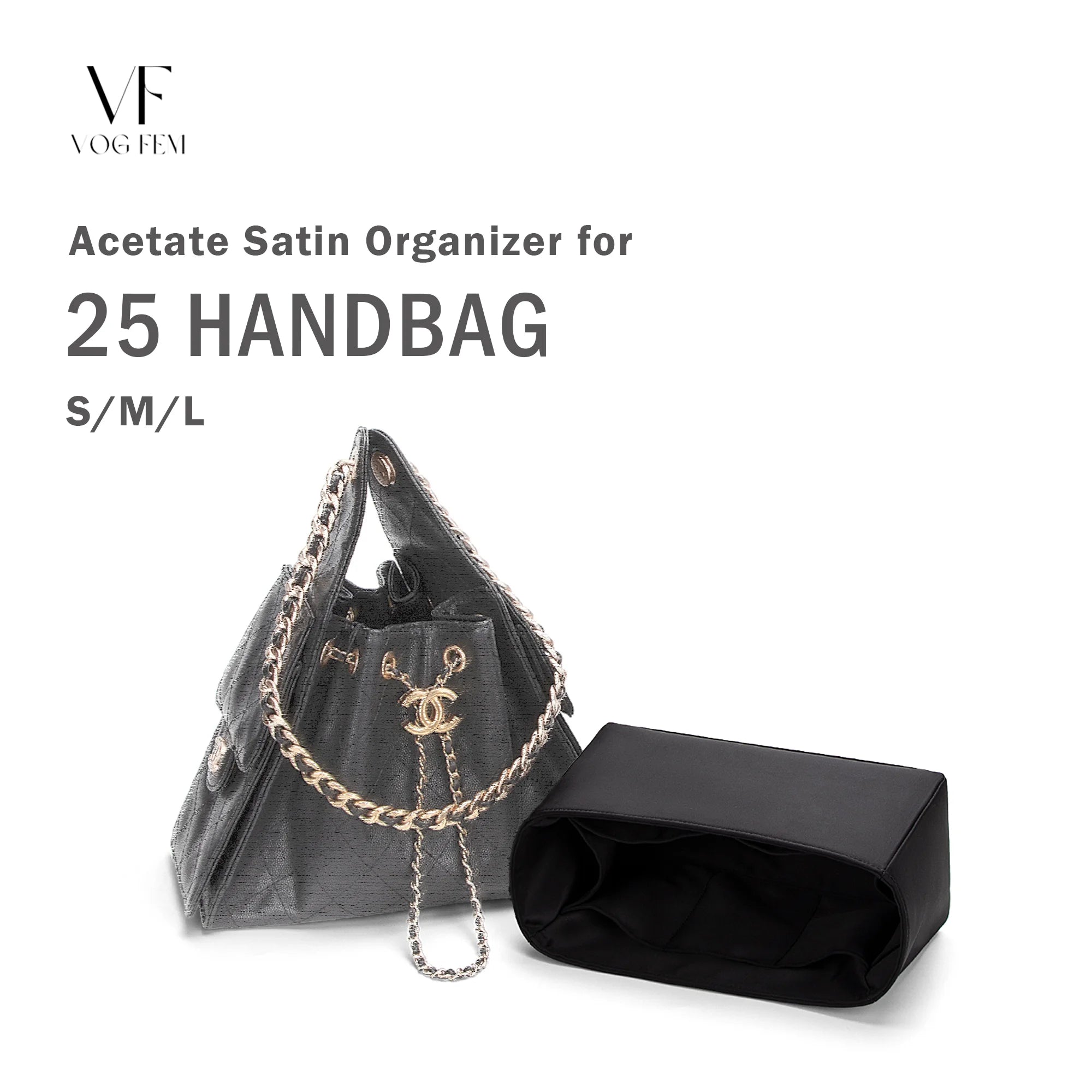 Acetate Satin Organizer for Chanel 25 Handbag