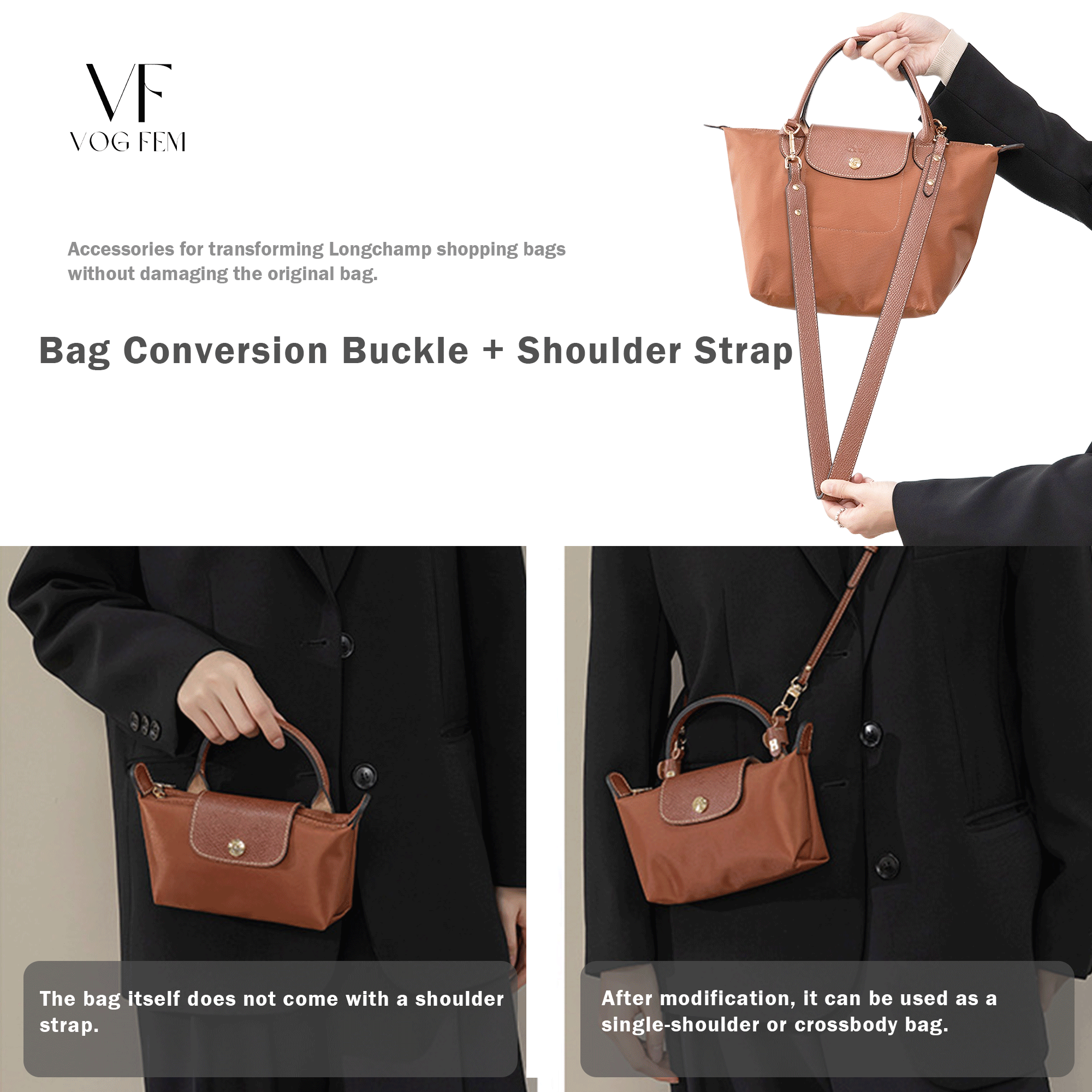 Longchamp Tote Makeover: Functional Shoulder Strap & Buckle Accessory