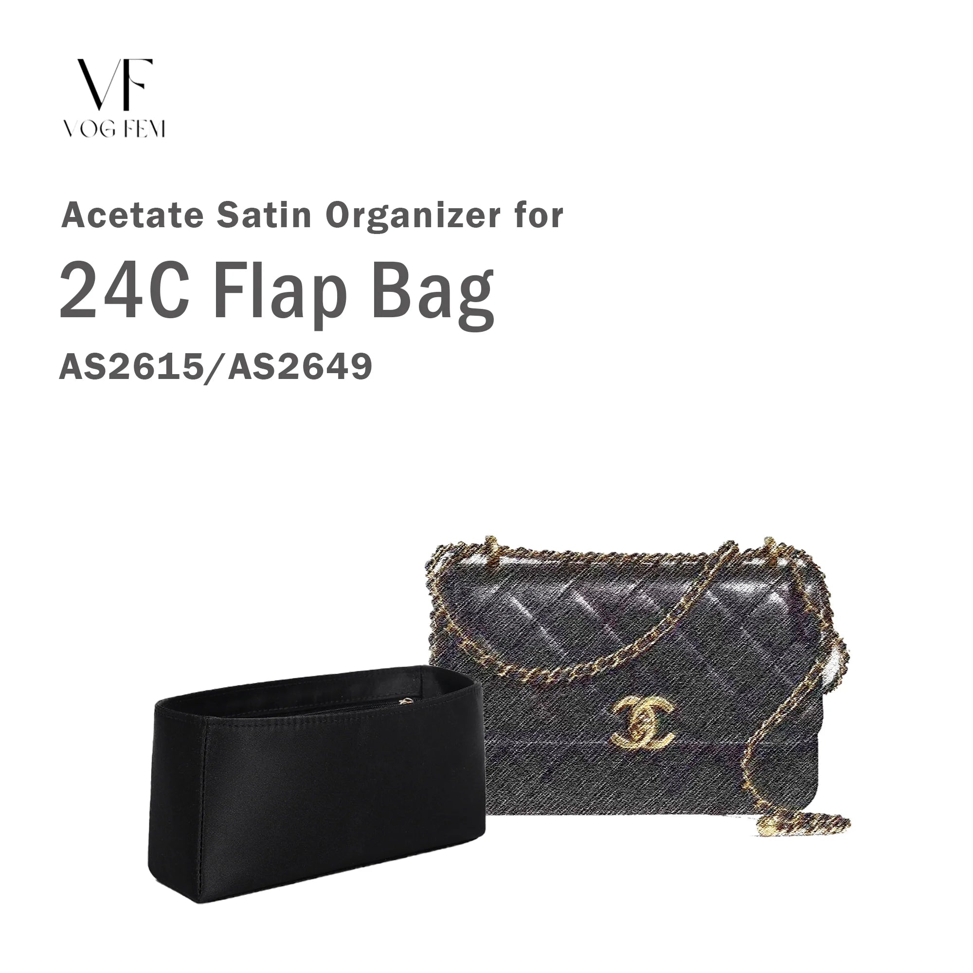 Acetate Satin Organizer for Chanel 24C Flap Bag