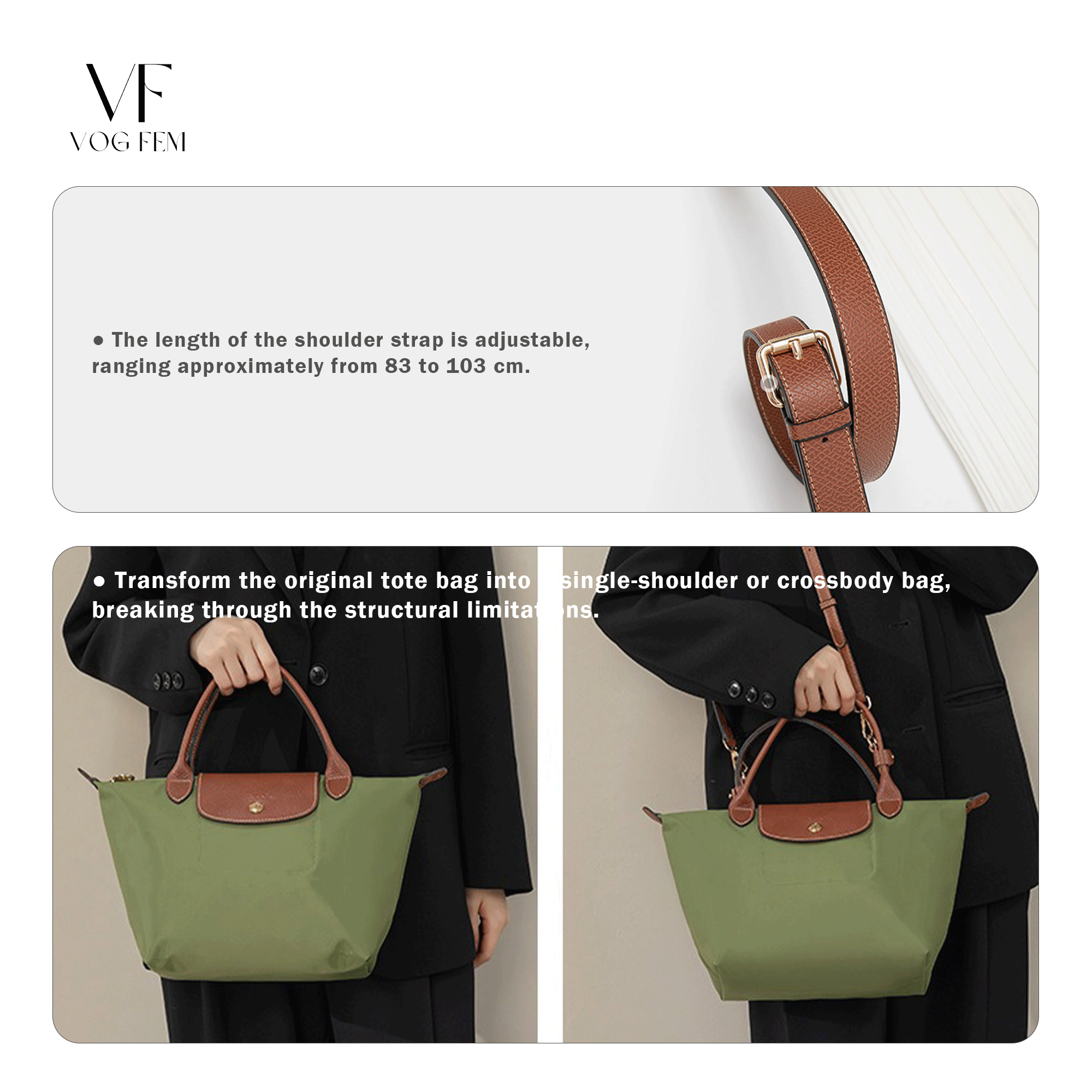 Longchamp Tote Makeover: Functional Shoulder Strap & Buckle Accessory