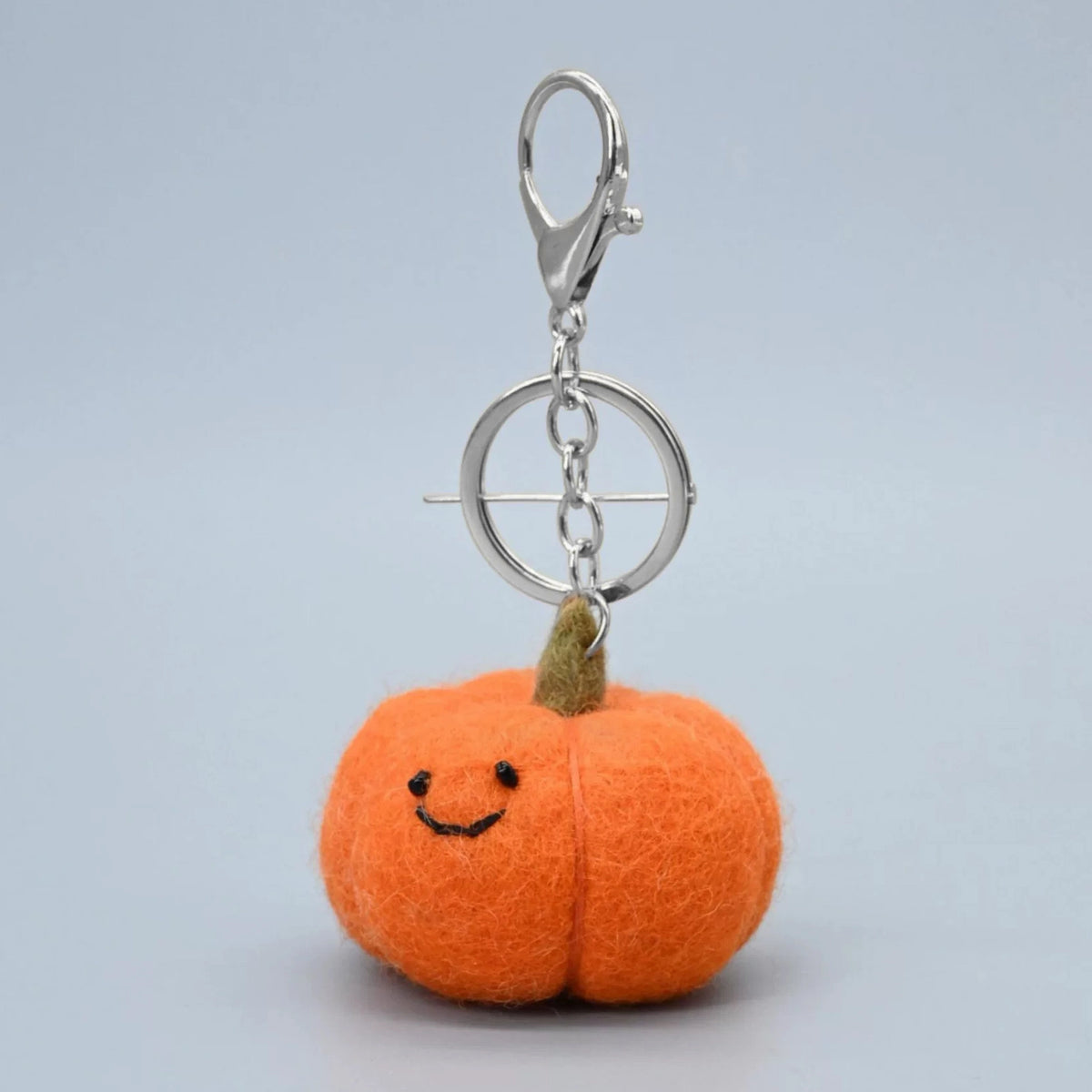 Needle-Felted Wool Pumpkin Keychain