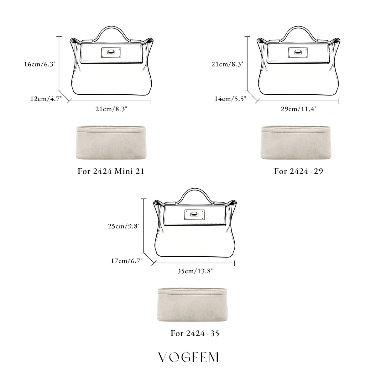 Suede Bag Organizer for HERMES - 2424