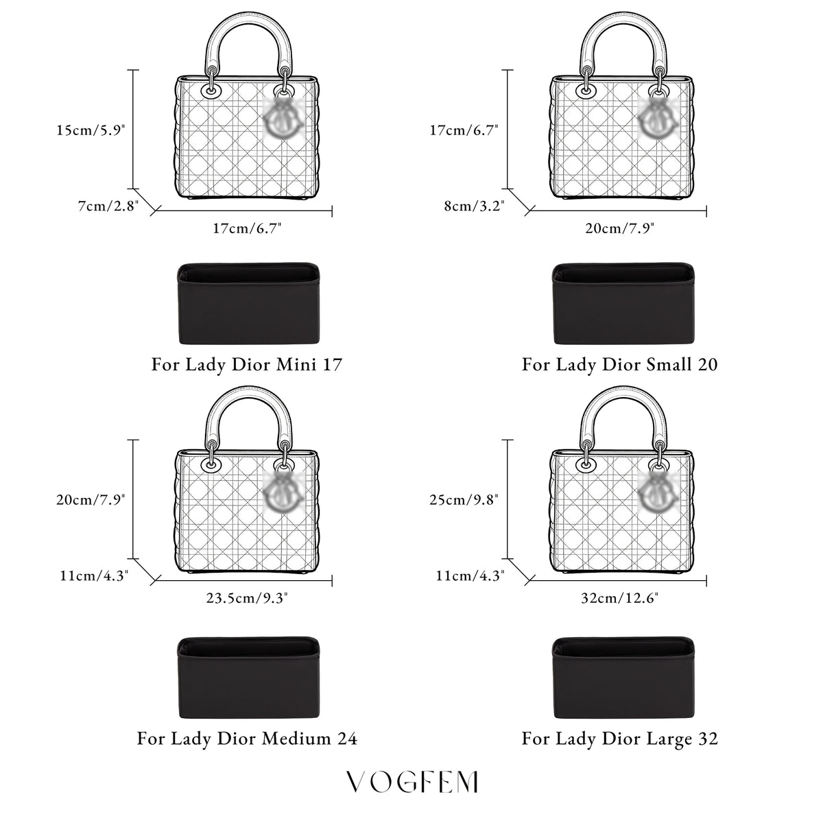 Form™ Acetate Satin Organizer for Dior - Lady Dior