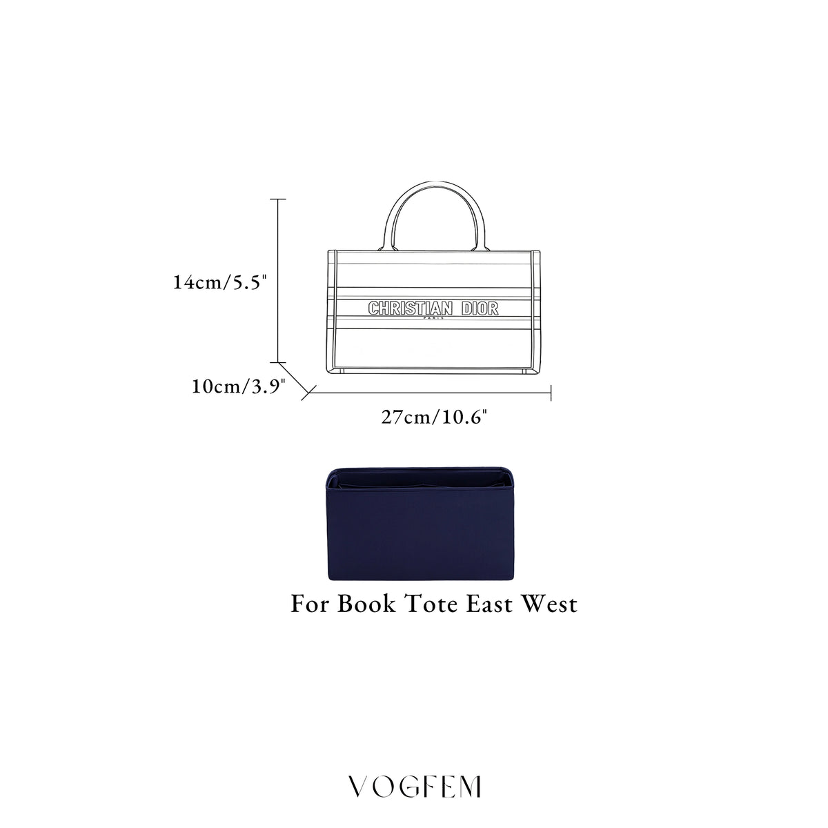 Form™ Acetate Satin Organizer for Dior -  East-West Book Tote