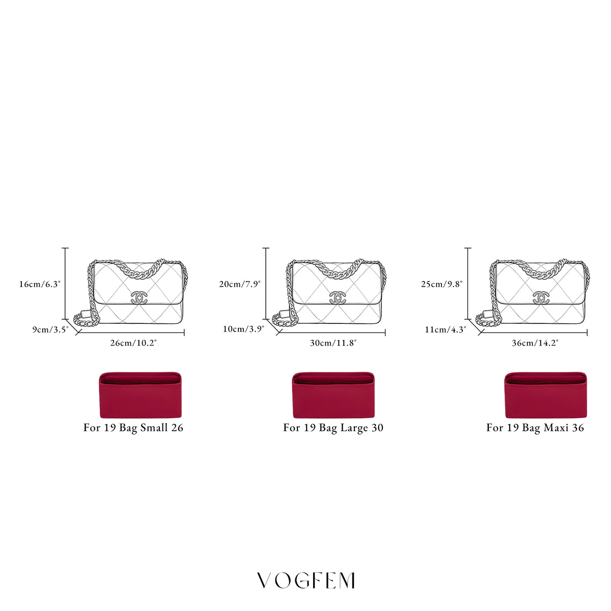 Form™ Acetate Satin Organizer for Chanel - 19 Bag