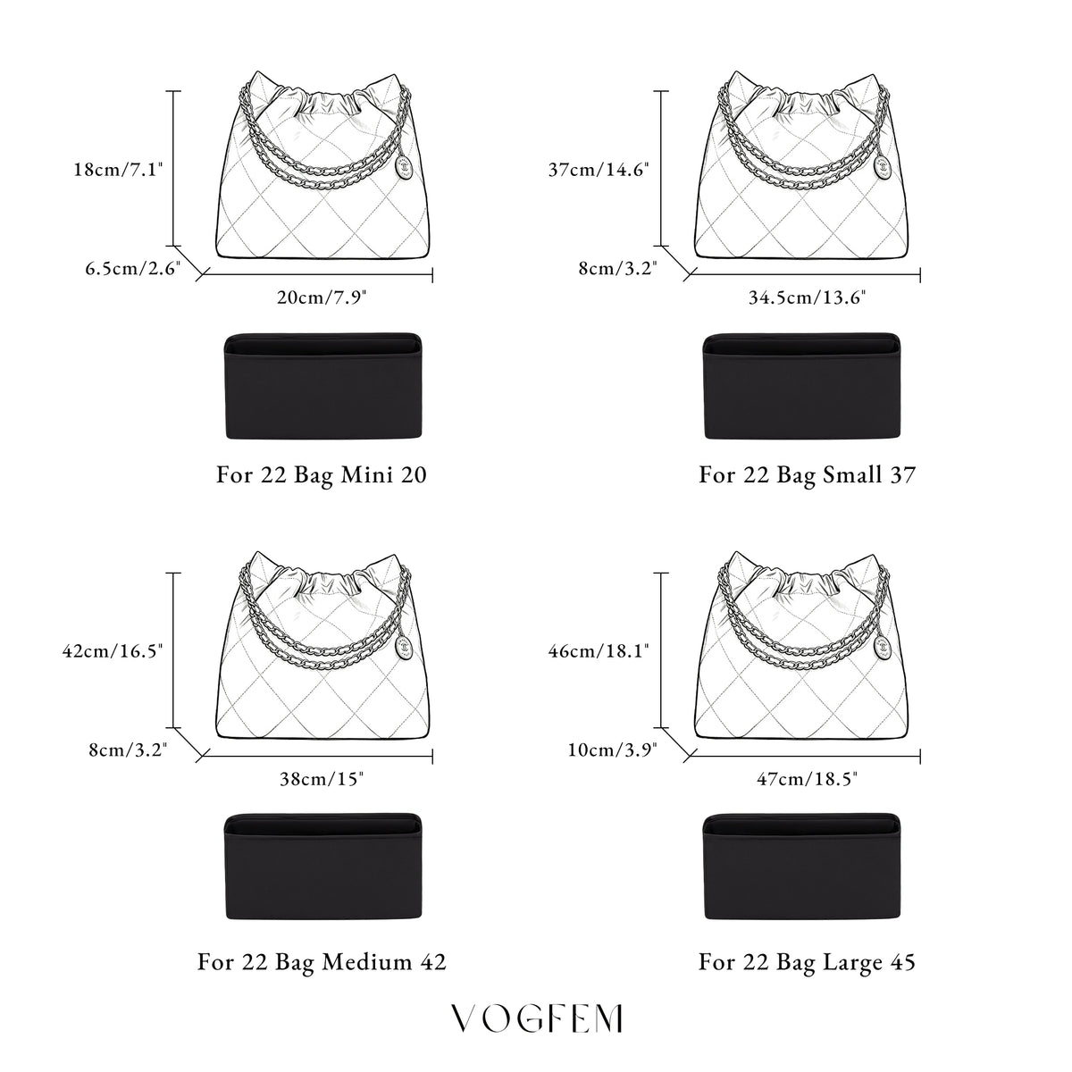 Form™ Acetate Satin Organizer for Chanel - 22 Bag