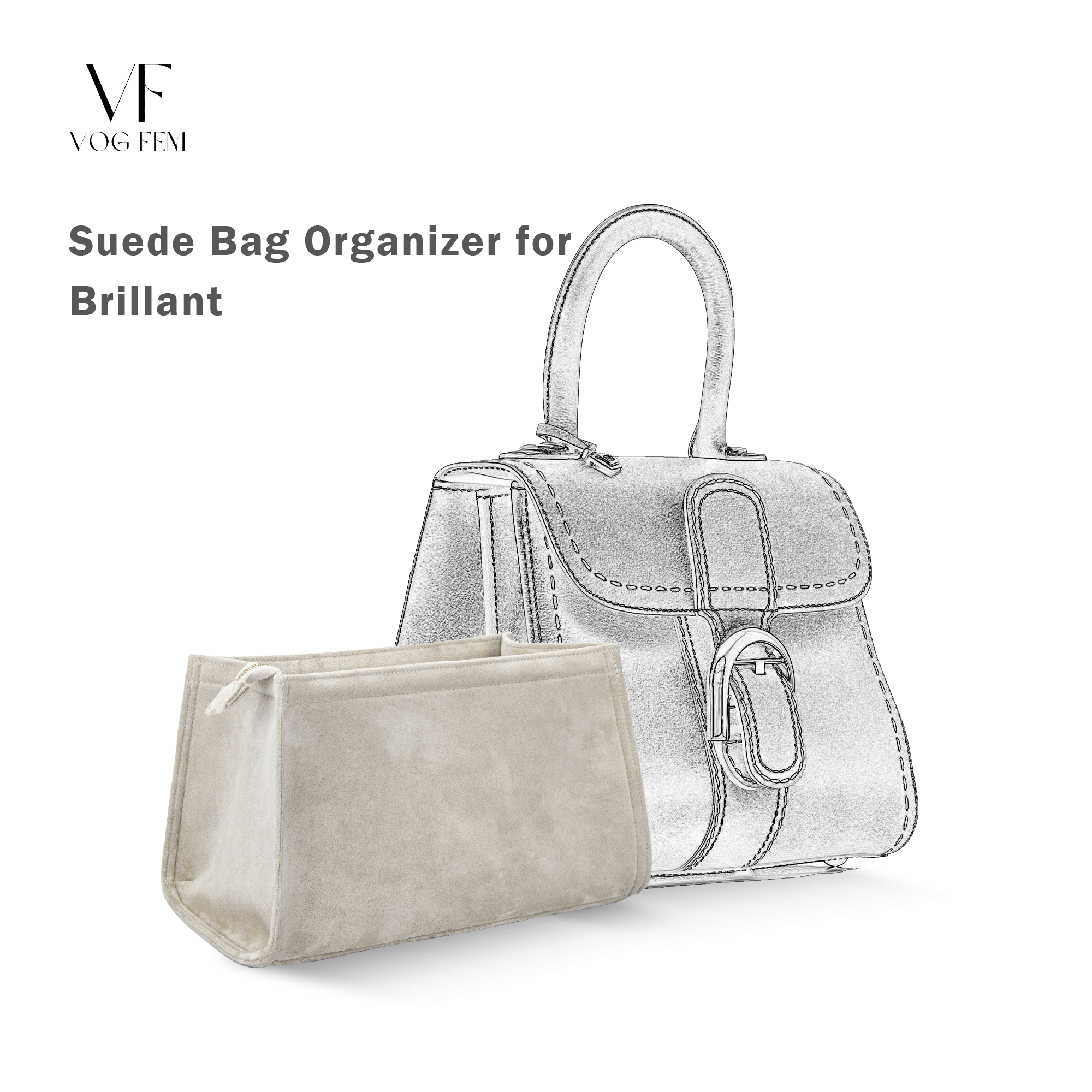 Suede Bag Organizer for DELVAUX - Brillant